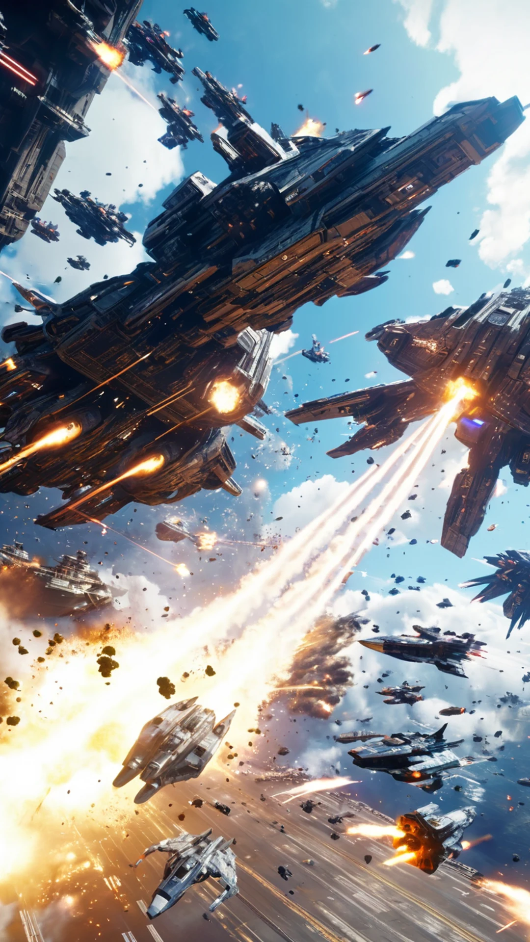 Sci-Fi Space Battle - free Phone gaming wallpaper for phone