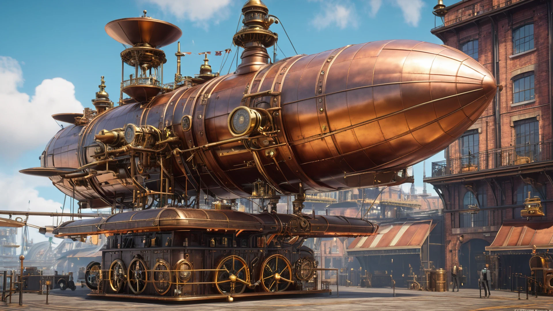 Steampunk Airship Dock - free hd gaming wallpaper for desktop