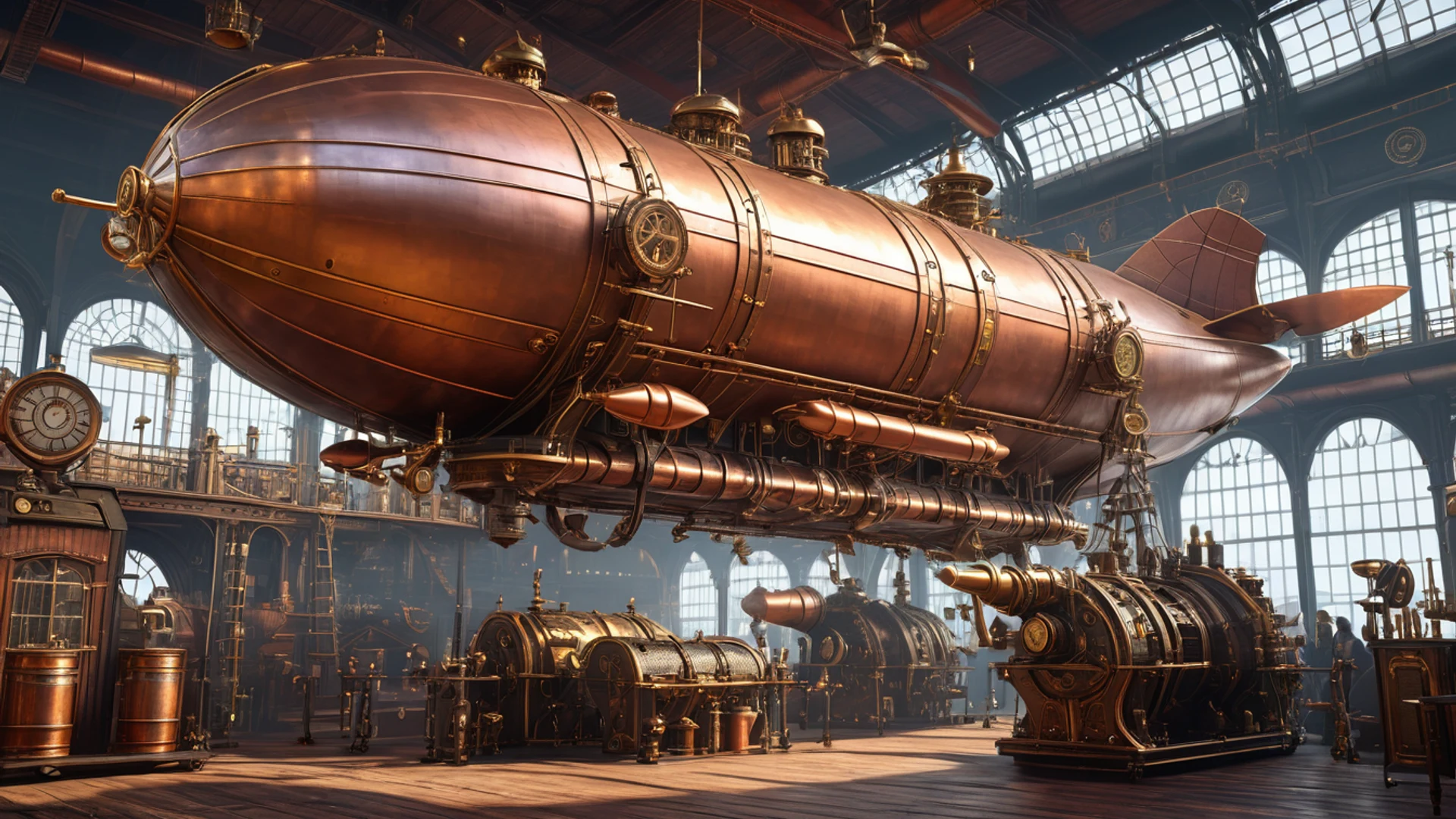 Steampunk Airship Dock - free hd gaming wallpaper for desktop