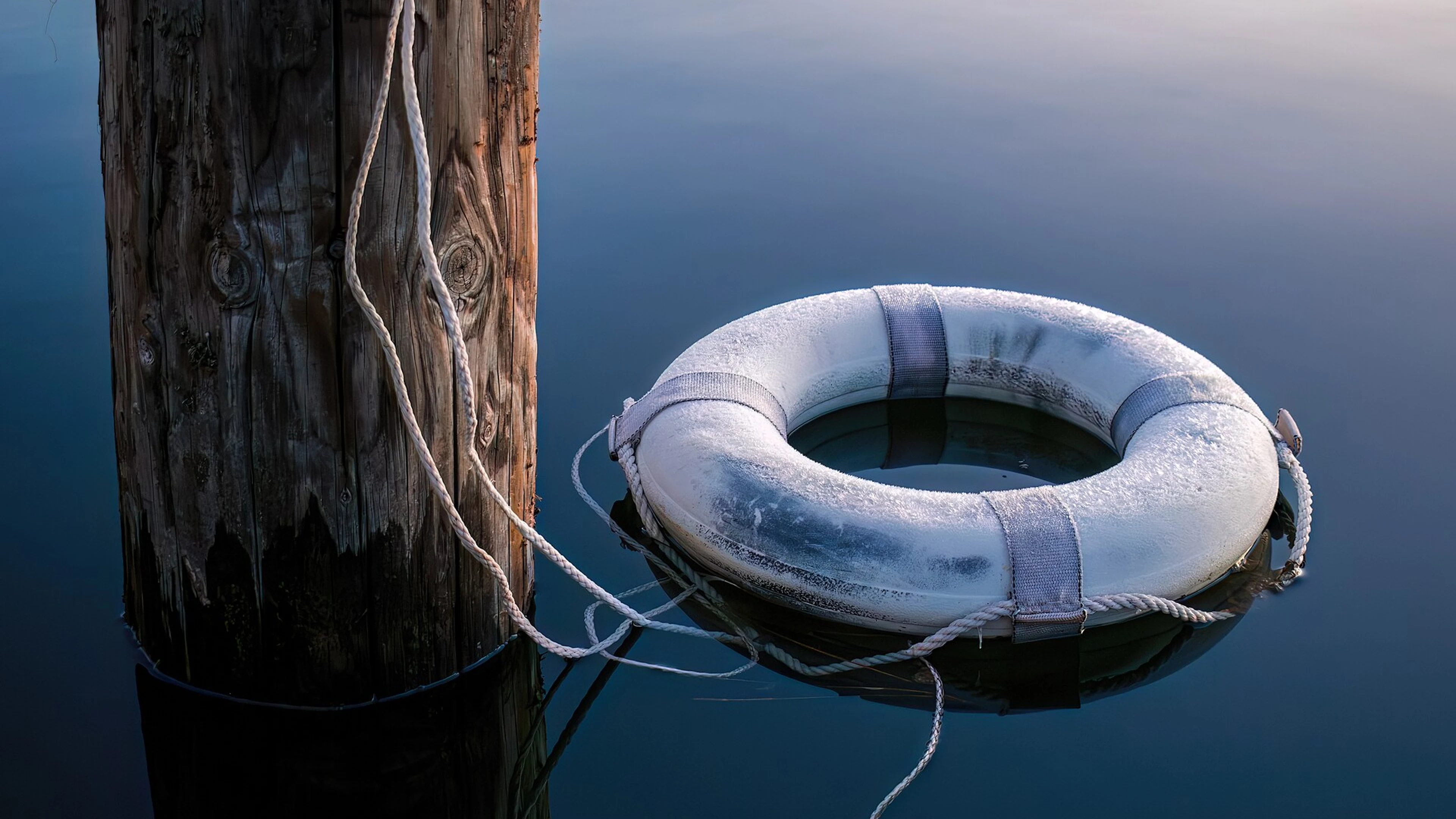 Frost covered lifebuoy, Lake Siskiyou - free 4K Ultra HD lake wallpaper for desktop