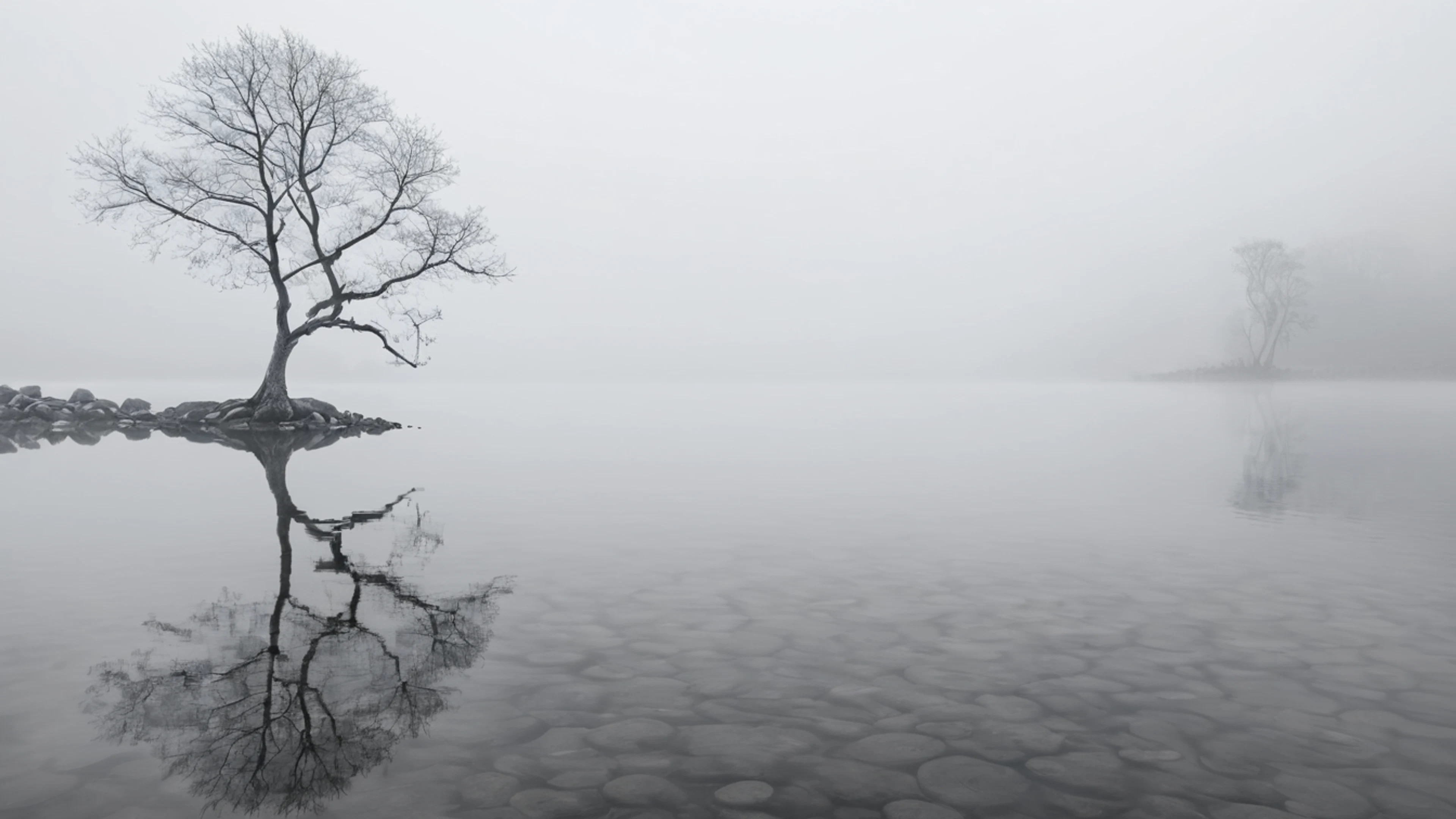 Minimal Fog Lake - free 4K Ultra HD minimal wallpaper for desktop