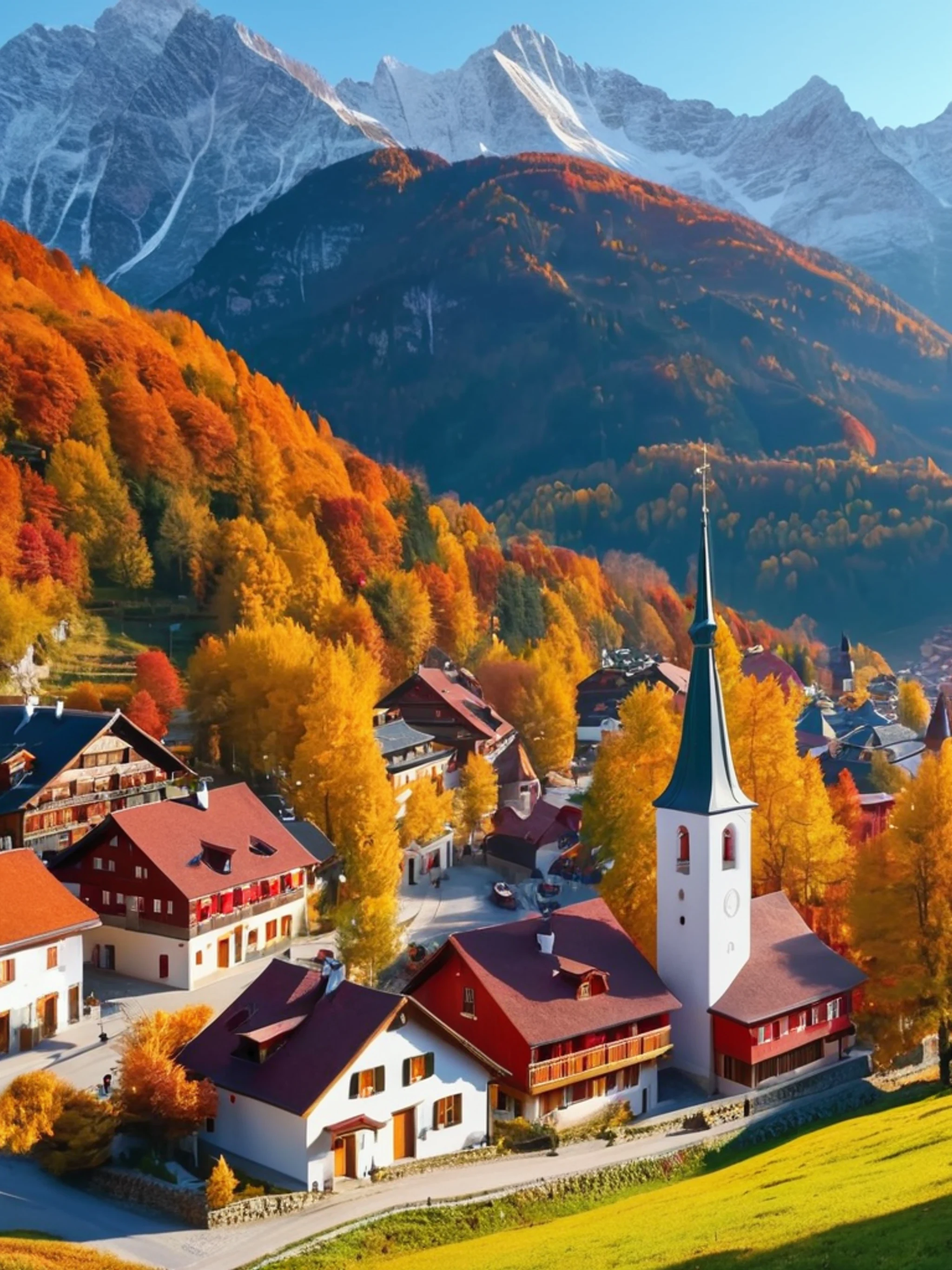 Mountain Village Autumn - free Tablet mountain wallpaper for phone