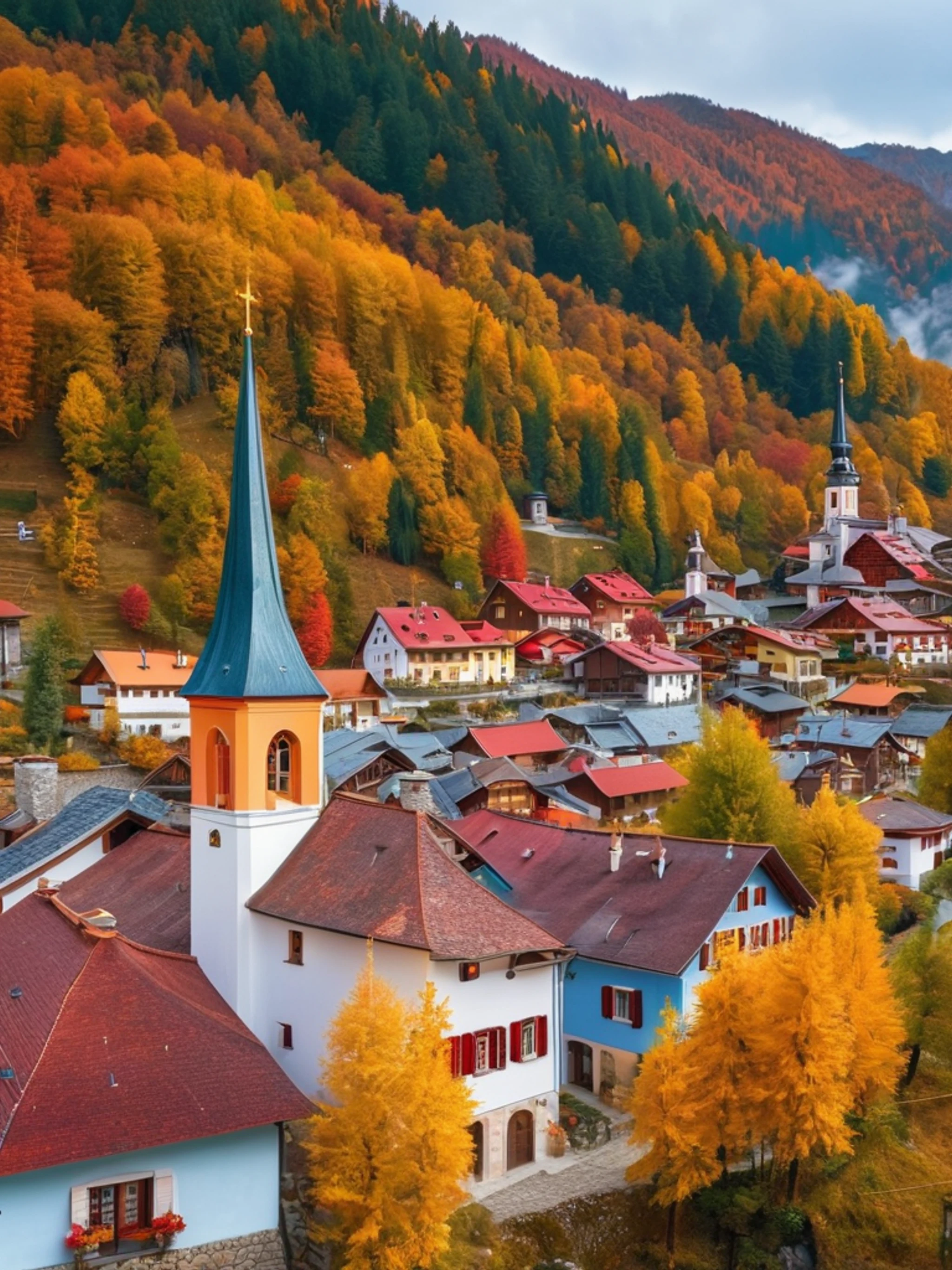 Mountain Village Autumn - free Tablet mountain wallpaper for phone
