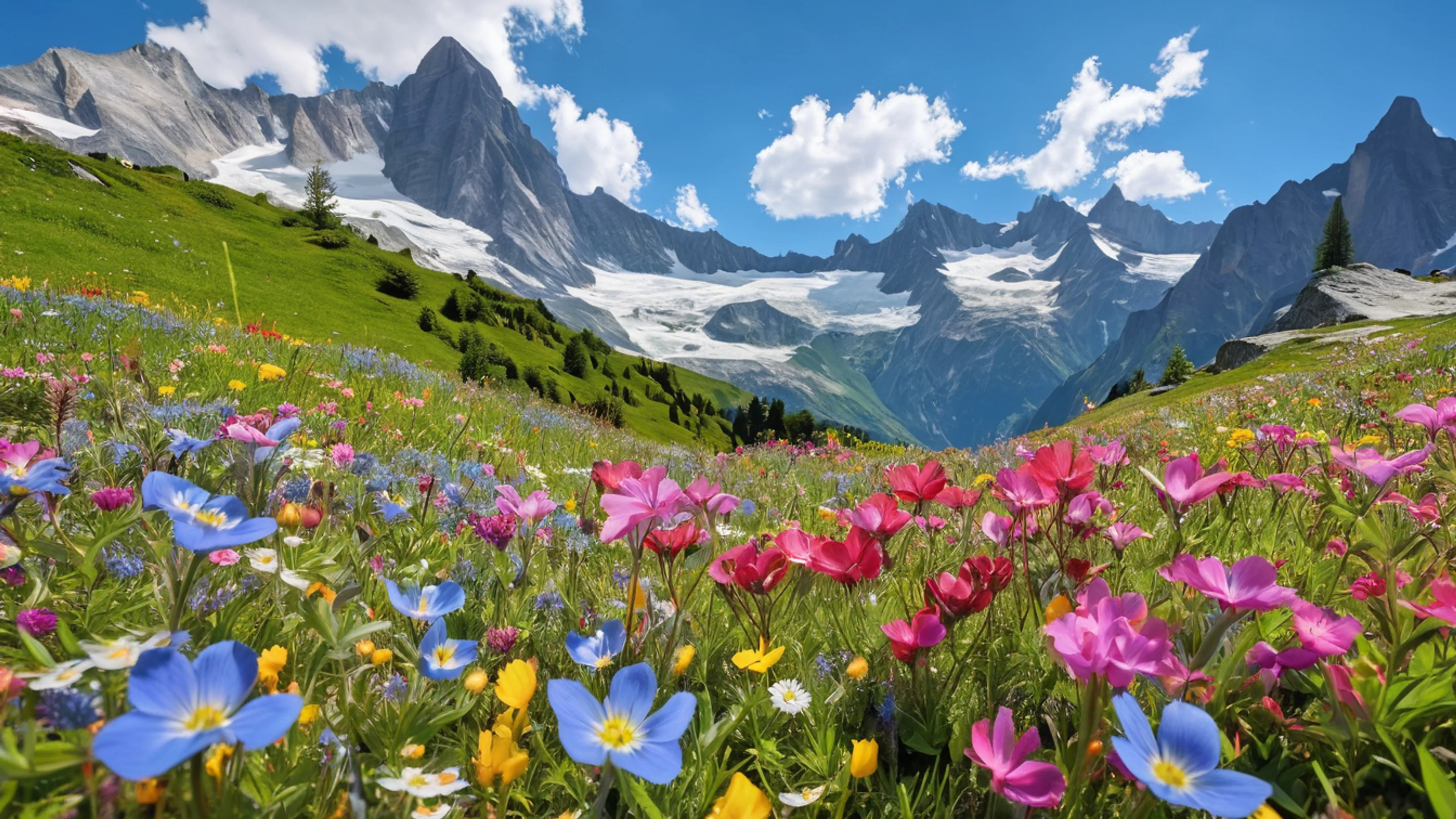 Mountain Wildflower Meadow - free 4K Ultra HD mountain wallpaper for desktop