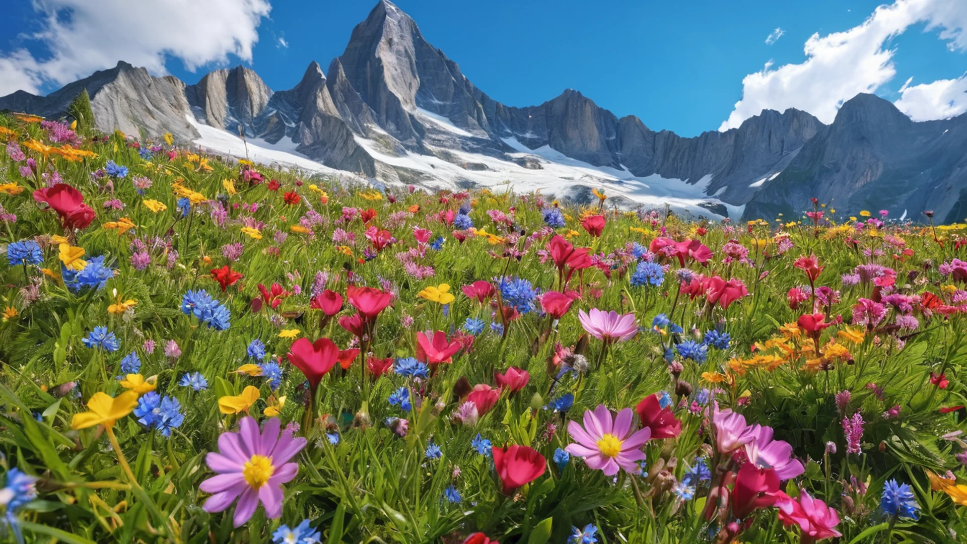 Mountain Wildflower Meadow - free hd mountain wallpaper for desktop