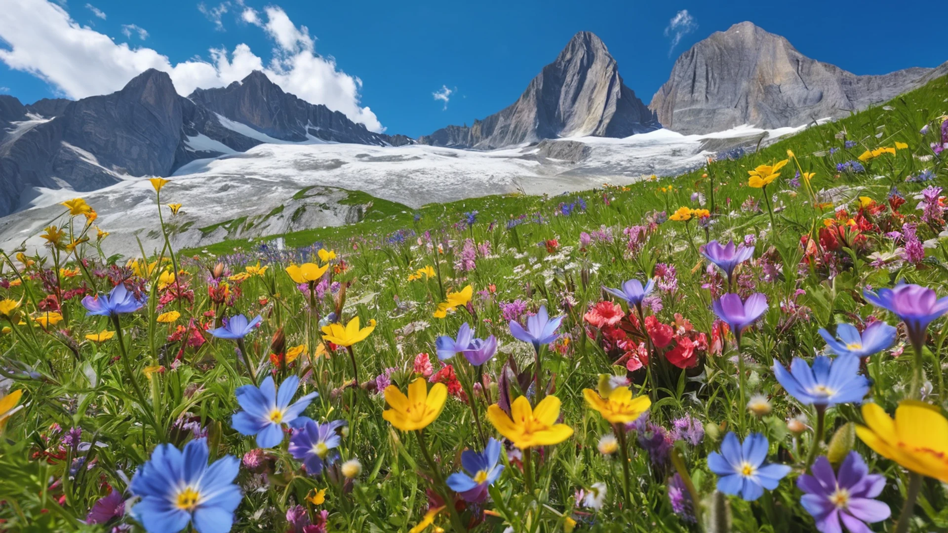 Mountain Wildflower Meadow - free hd mountain wallpaper for desktop