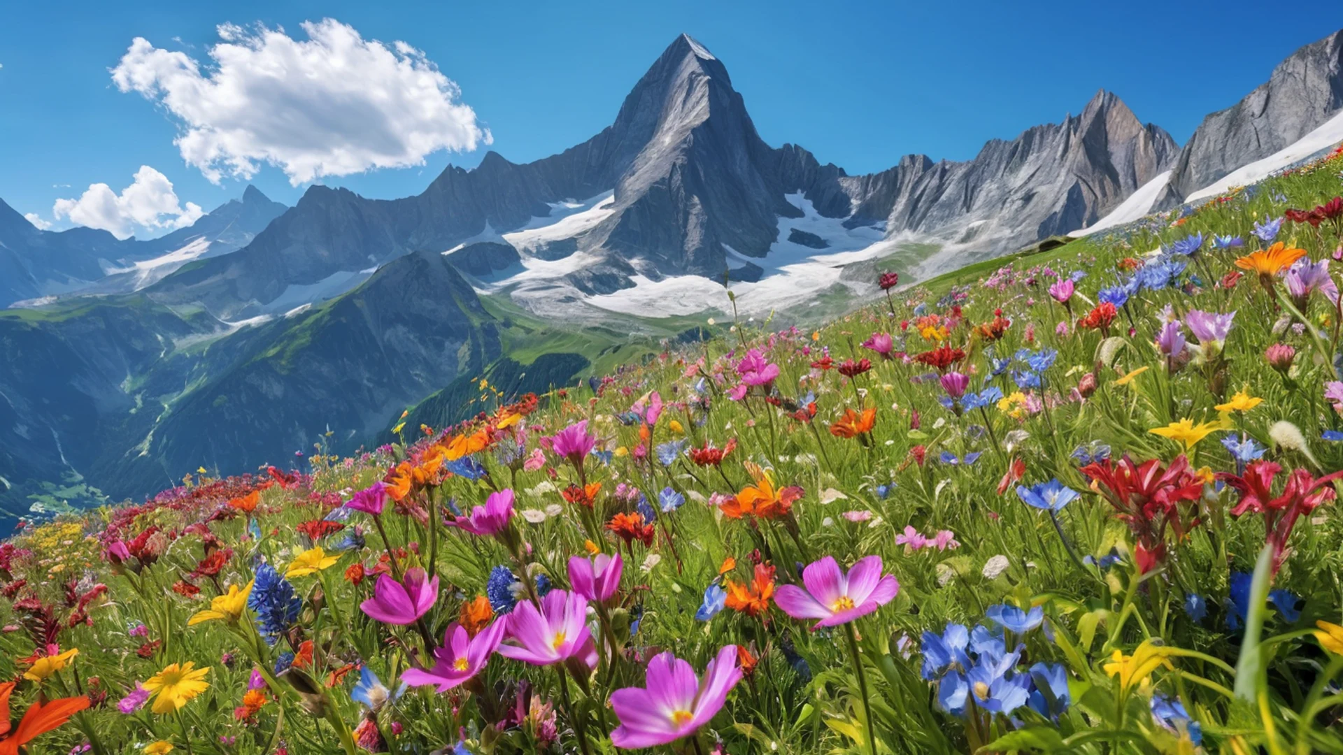 Mountain Wildflower Meadow - free hd mountain wallpaper for desktop