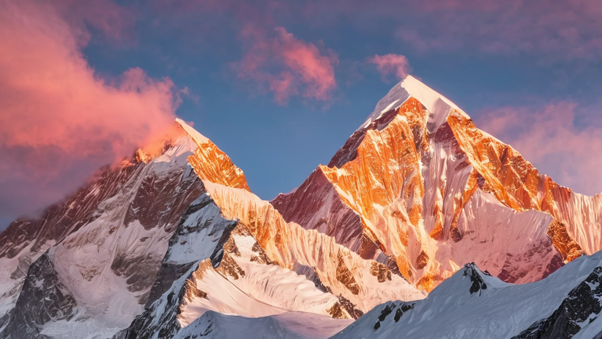 Snow Capped Peaks Sunrise - free hd mountain wallpaper for desktop