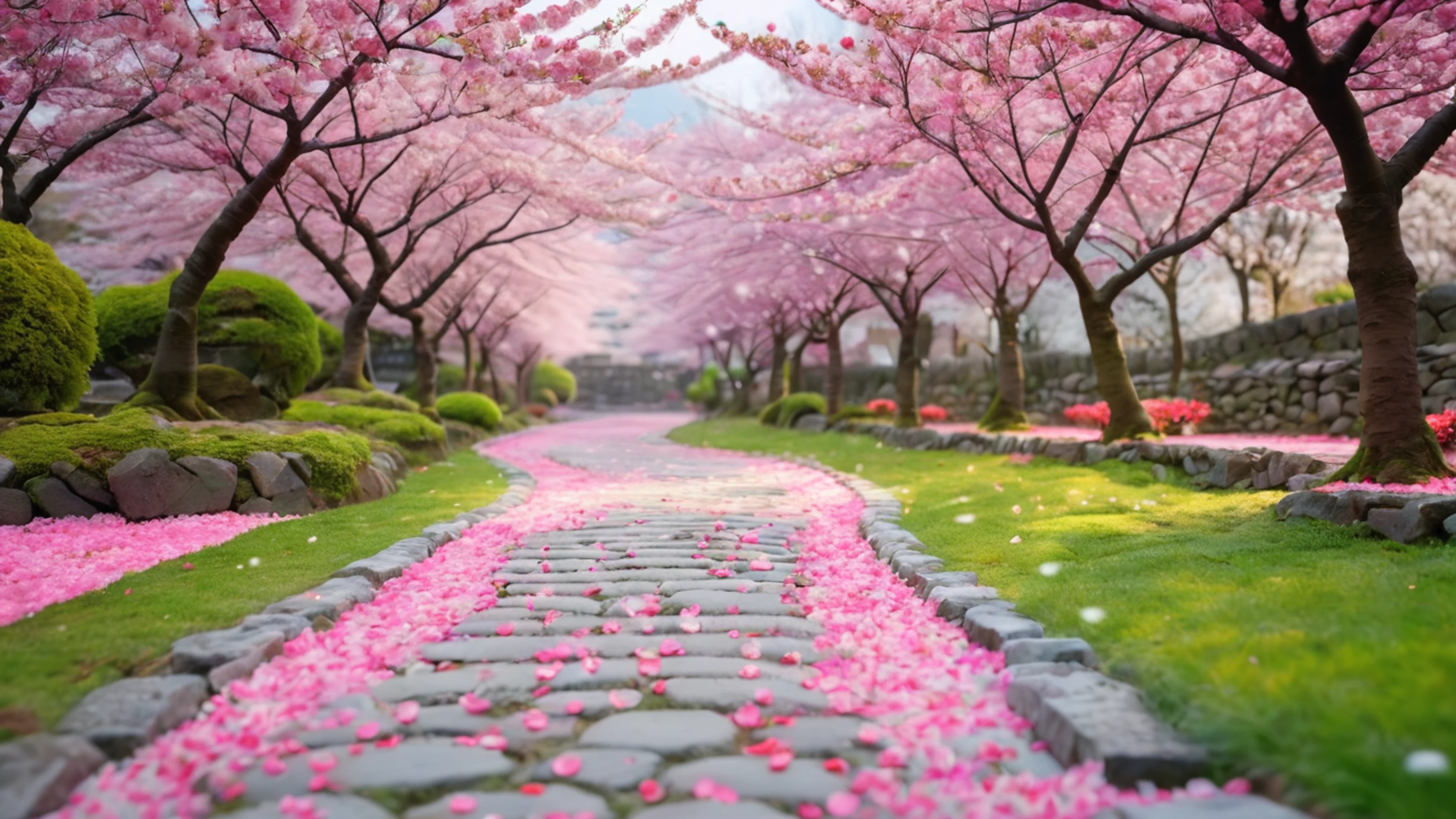 Cherry Blossom Garden - free 4K Ultra HD nature wallpaper for desktop