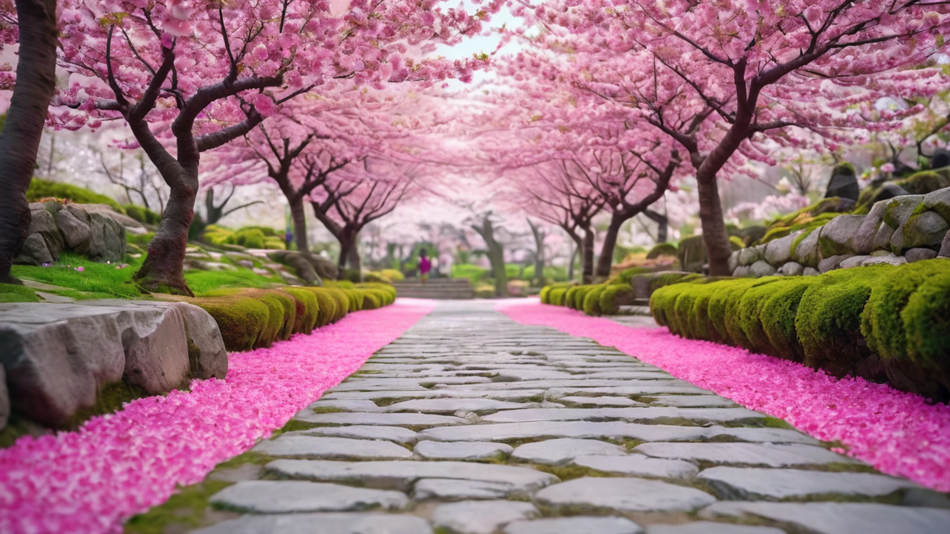 Cherry Blossom Garden - free hd nature wallpaper for desktop