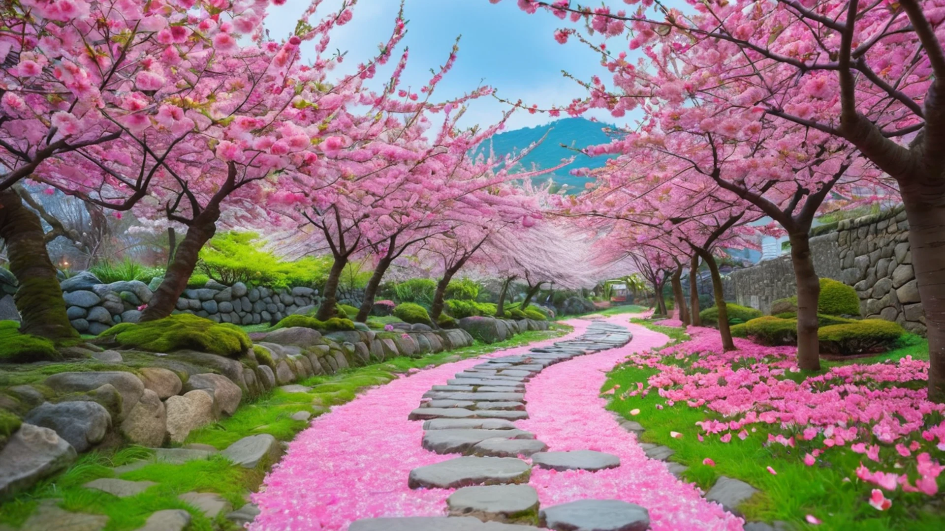 Cherry Blossom Garden - free hd nature wallpaper for desktop