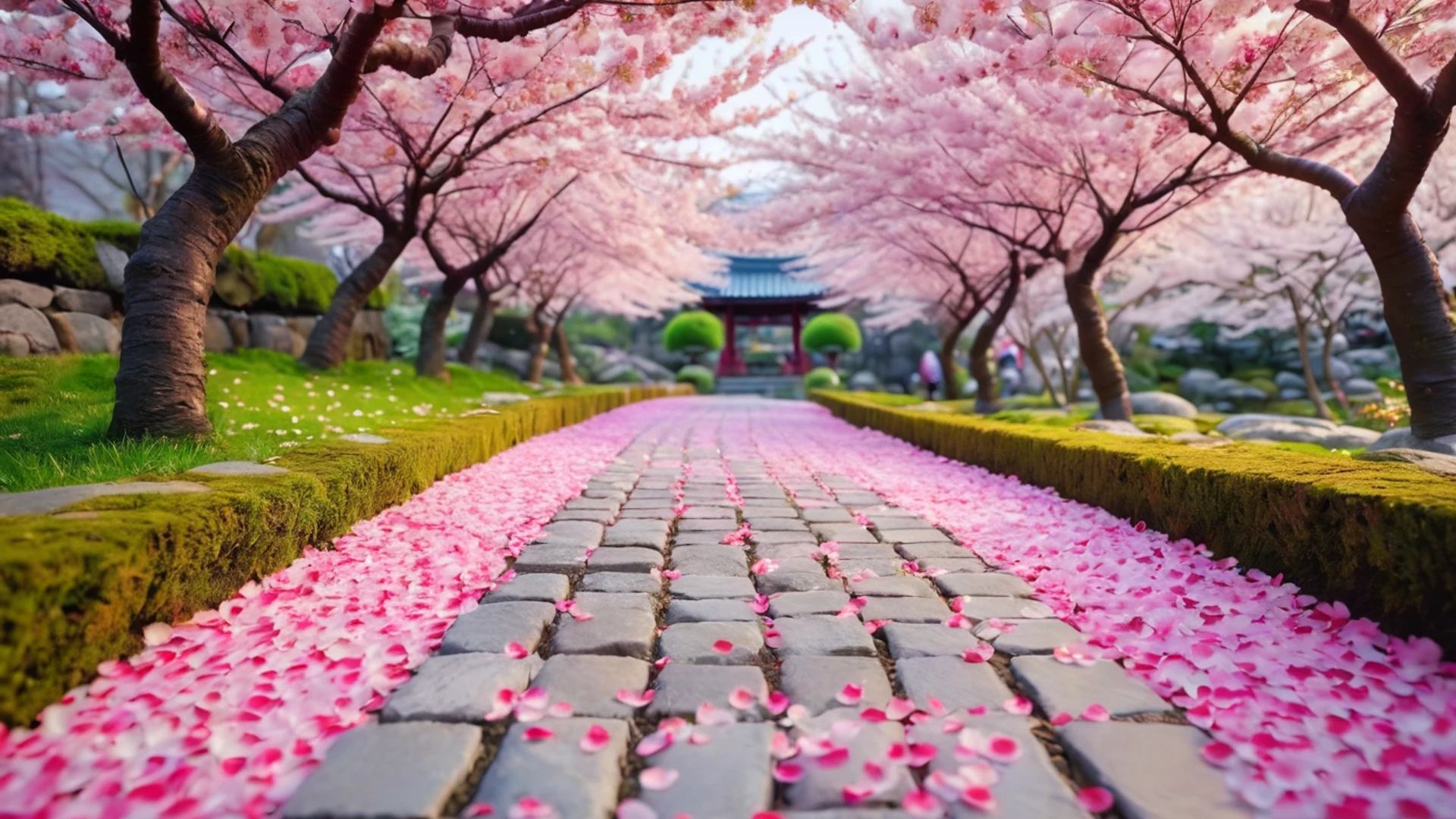 Cherry Blossom Garden - free hd nature wallpaper for desktop