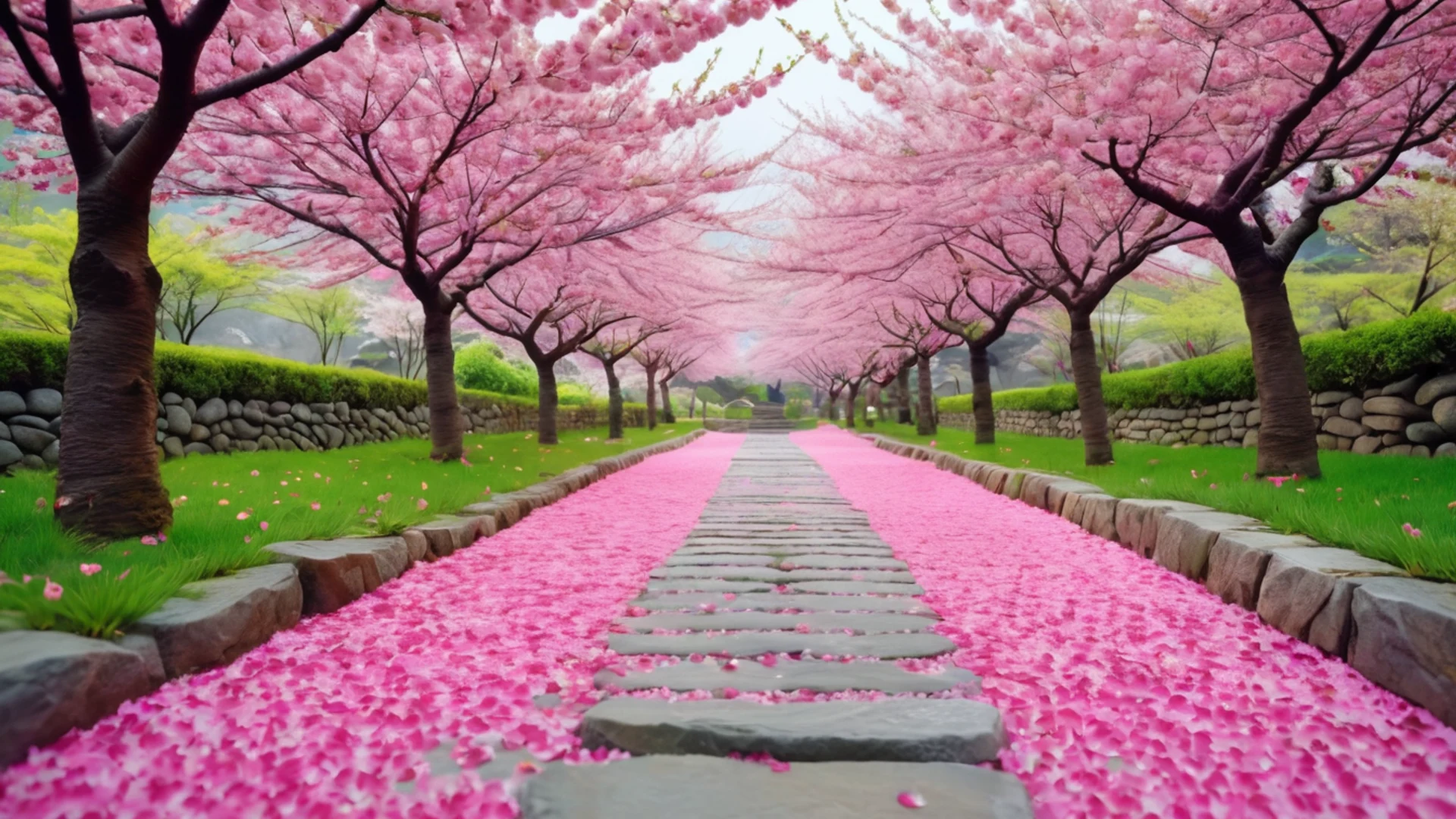 Cherry Blossom Garden - free hd nature wallpaper for desktop