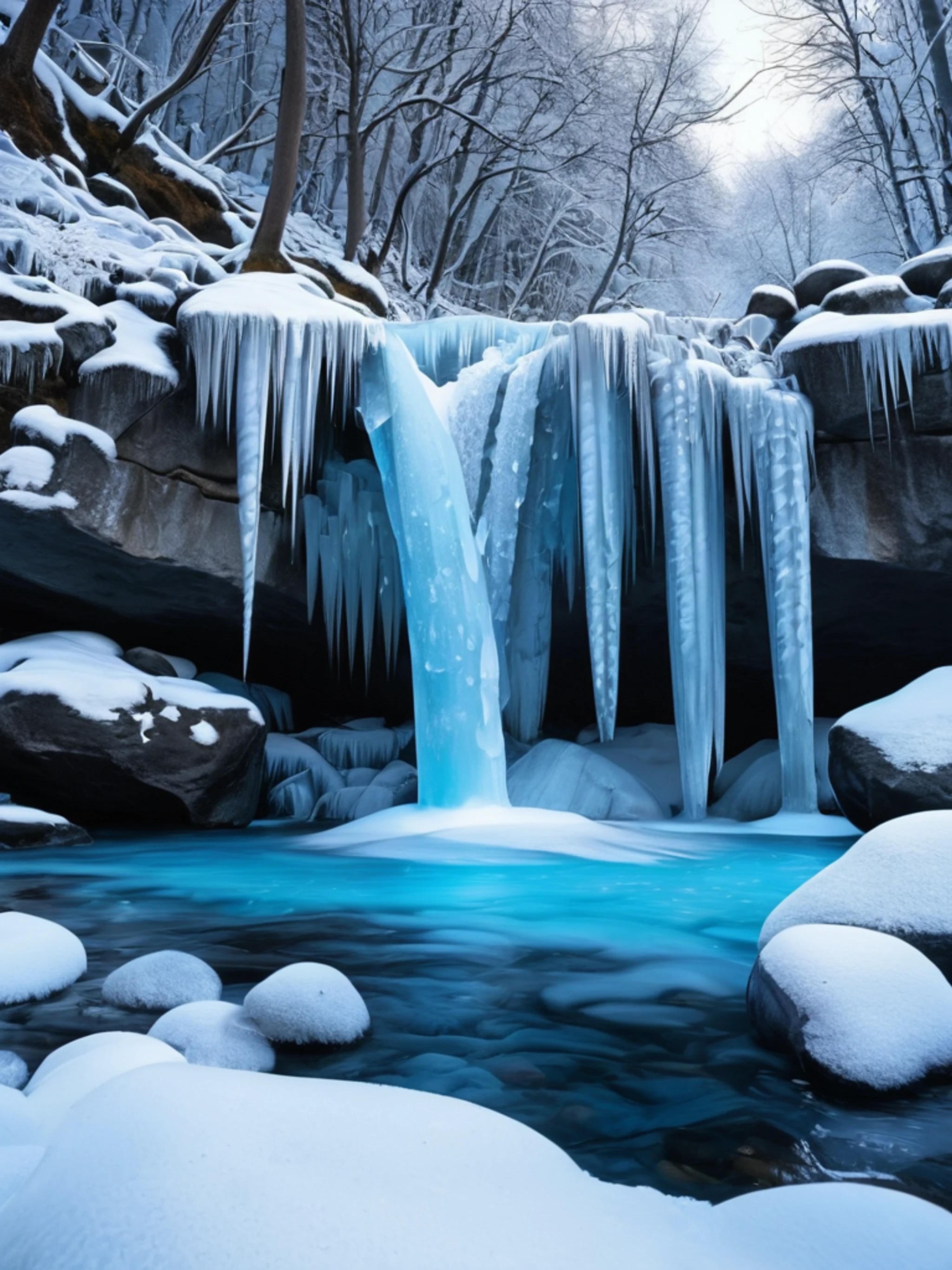Frozen Waterfall in Winter - free Tablet nature wallpaper for phone