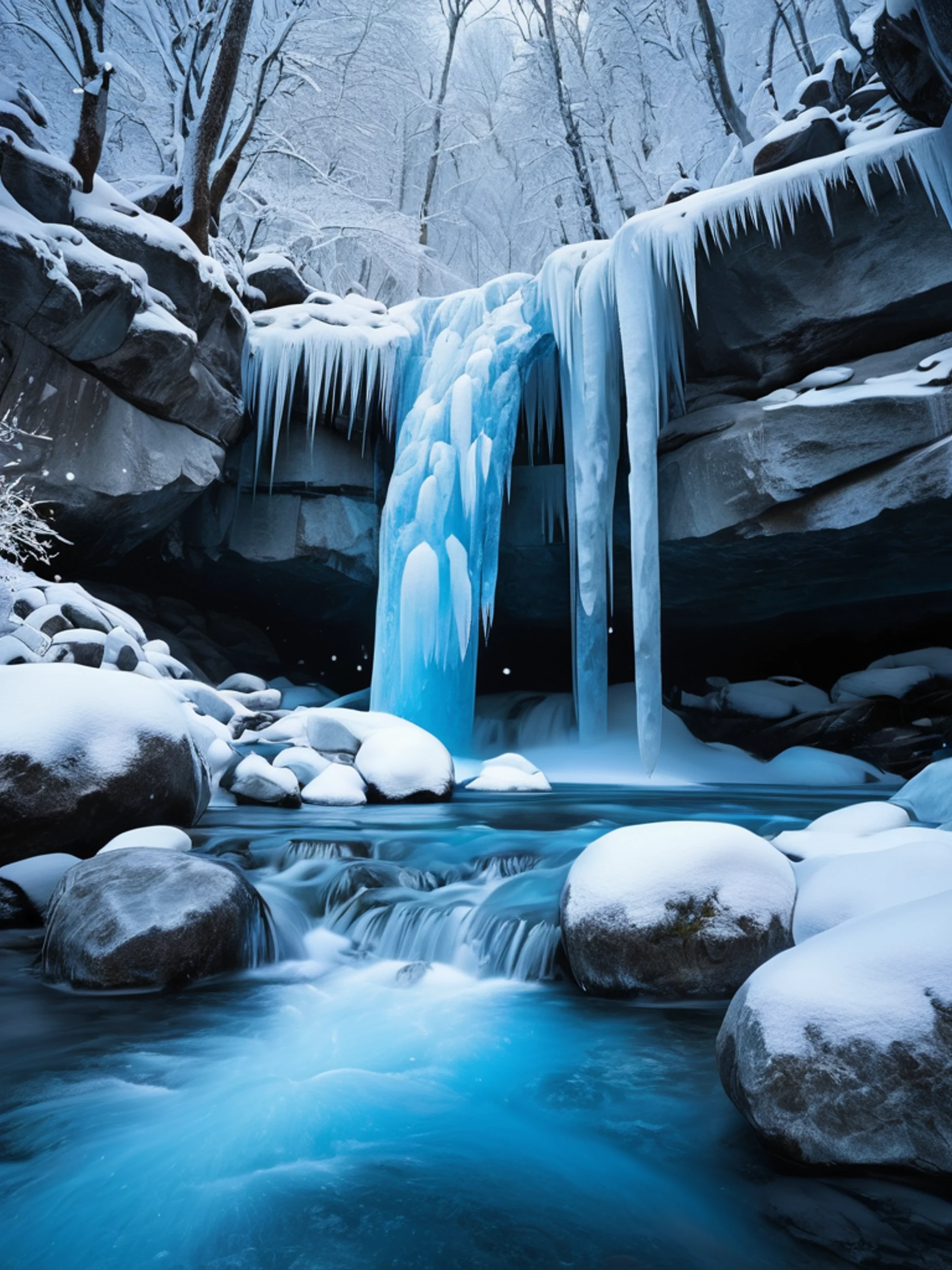 Frozen Waterfall in Winter - free Tablet nature wallpaper for phone