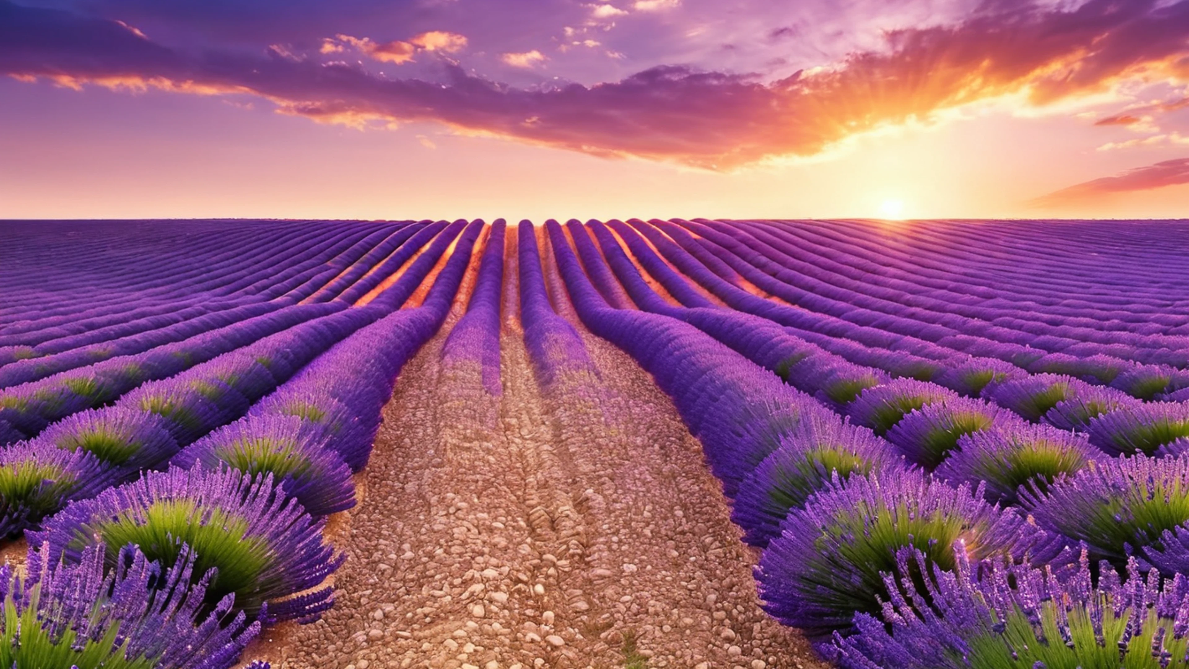 Lavender Fields at Sunset - free 4K Ultra HD nature wallpaper for desktop