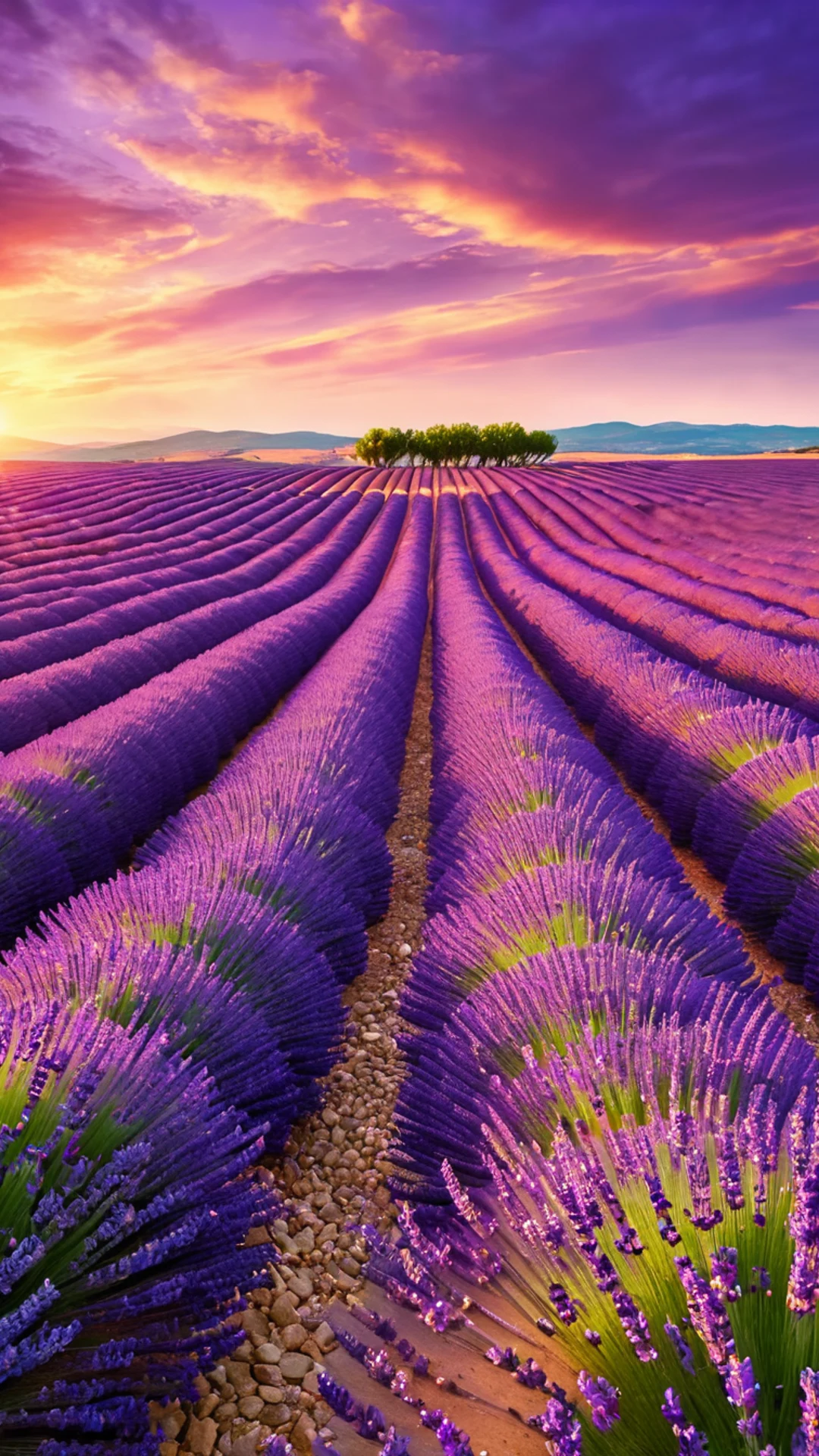 Lavender Fields at Sunset - free Phone nature wallpaper for phone