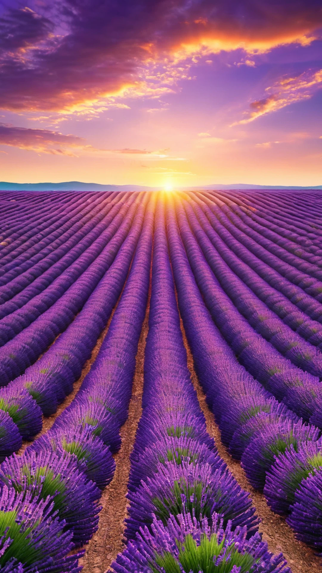 Lavender Fields at Sunset - free Phone nature wallpaper for phone