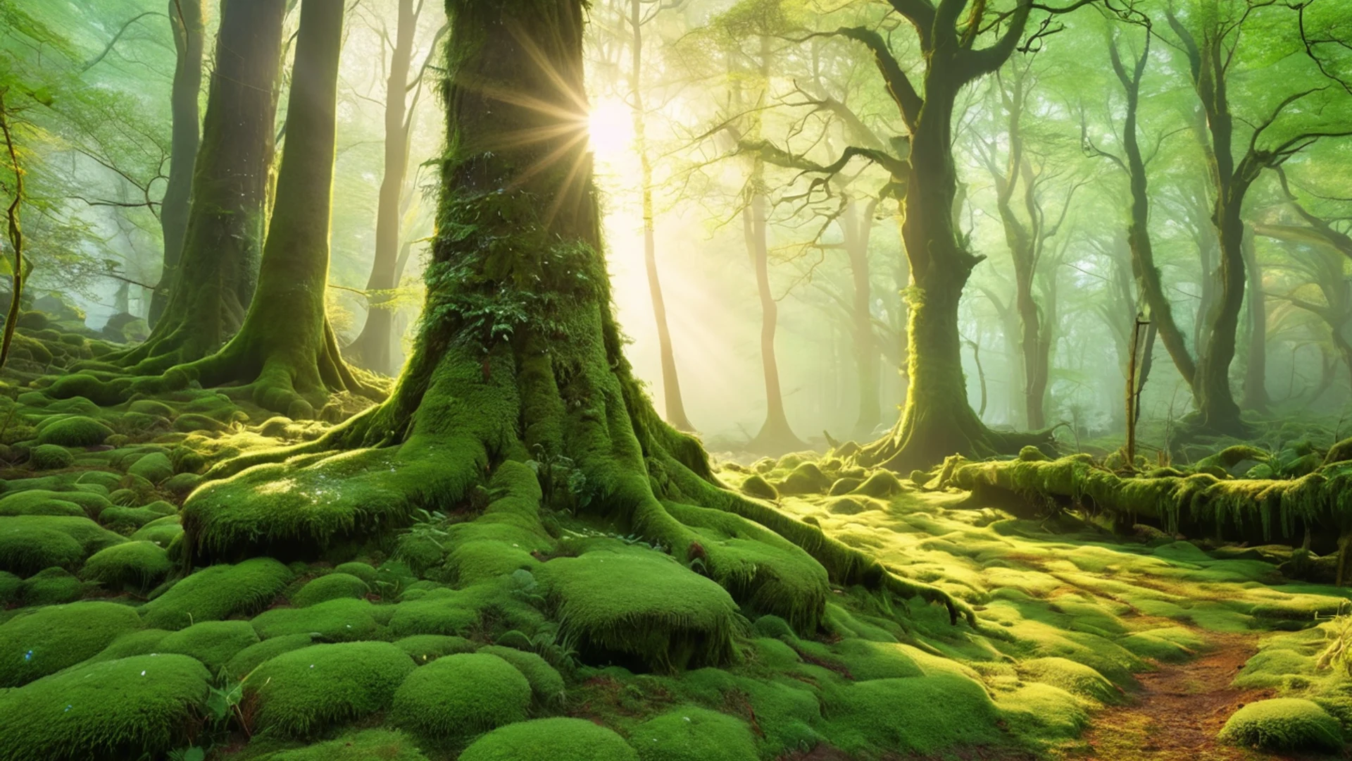 Misty Forest Morning - free hd nature wallpaper for desktop