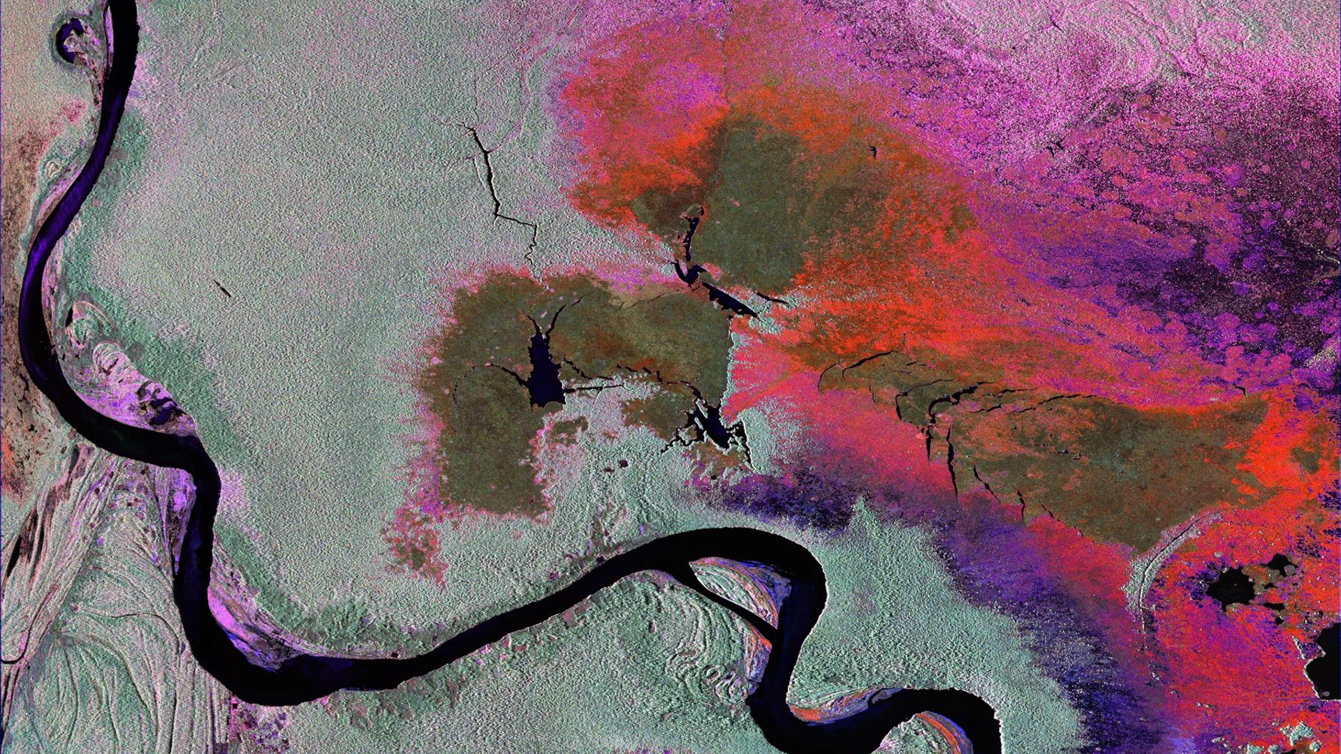 Radar Image of Amazonian Flooding Similar to Future NISAR Imagery - free hd nature wallpaper for desktop