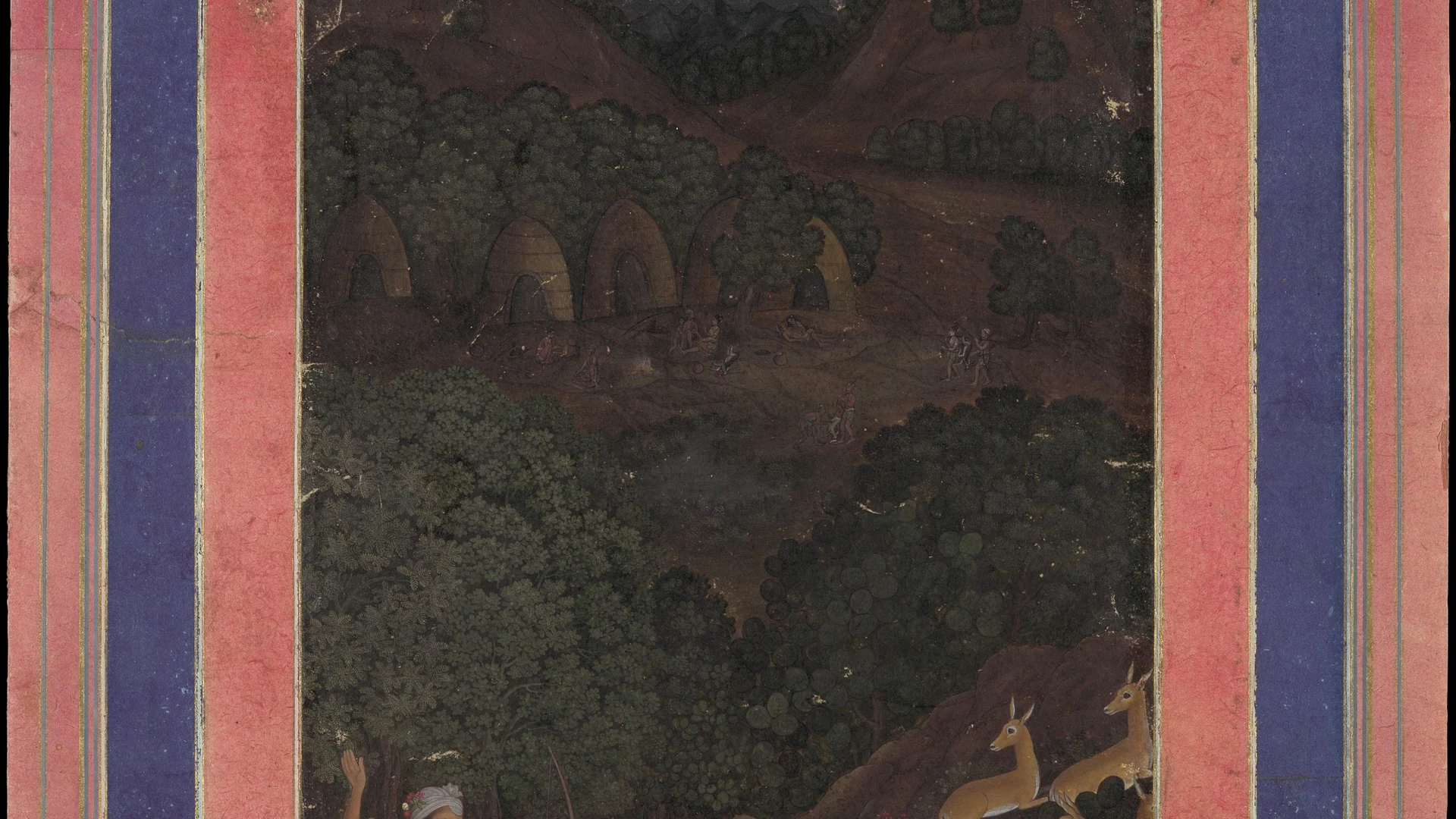 "Bhil Couple Hunting Deer at Night", Folio from the Davis Album - free hd neon wallpaper for desktop