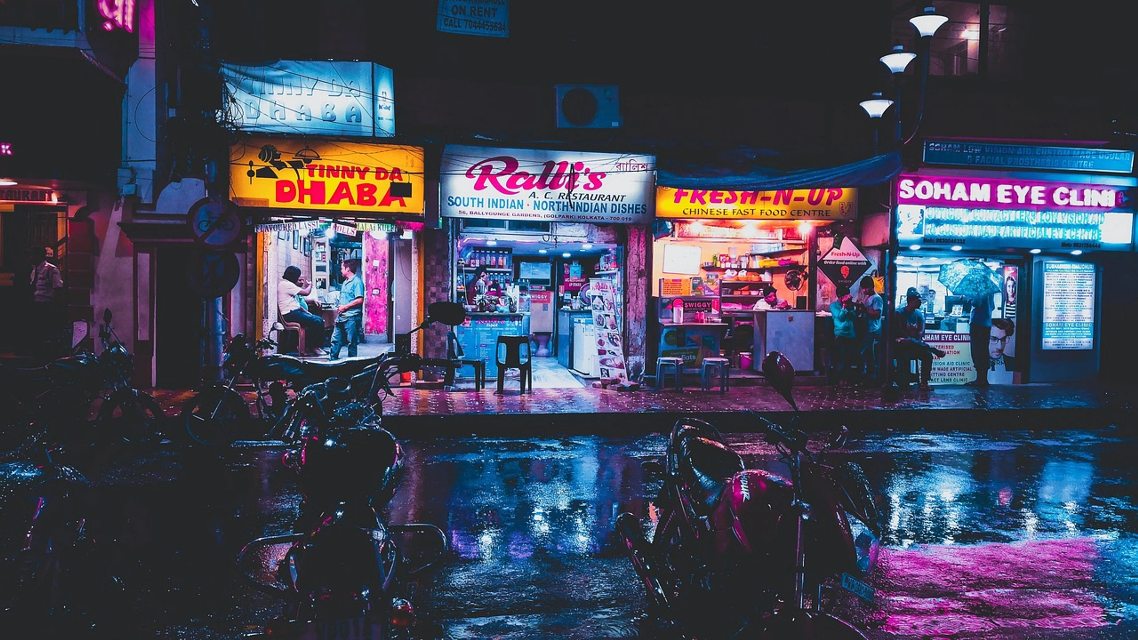 Shop city night - free 4K Ultra HD neon wallpaper for desktop