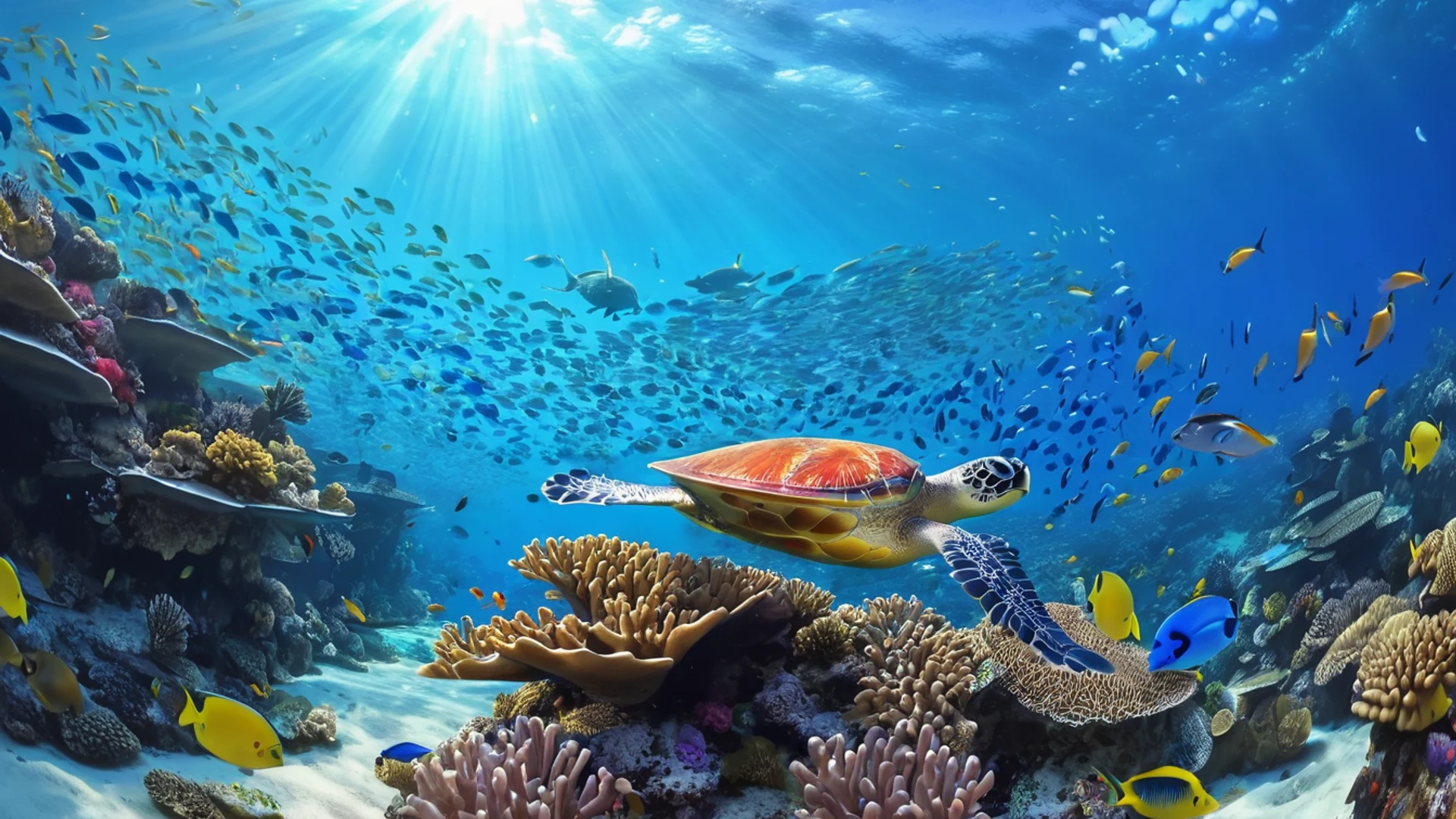 Deep Blue Underwater Reef - free hd ocean wallpaper for desktop