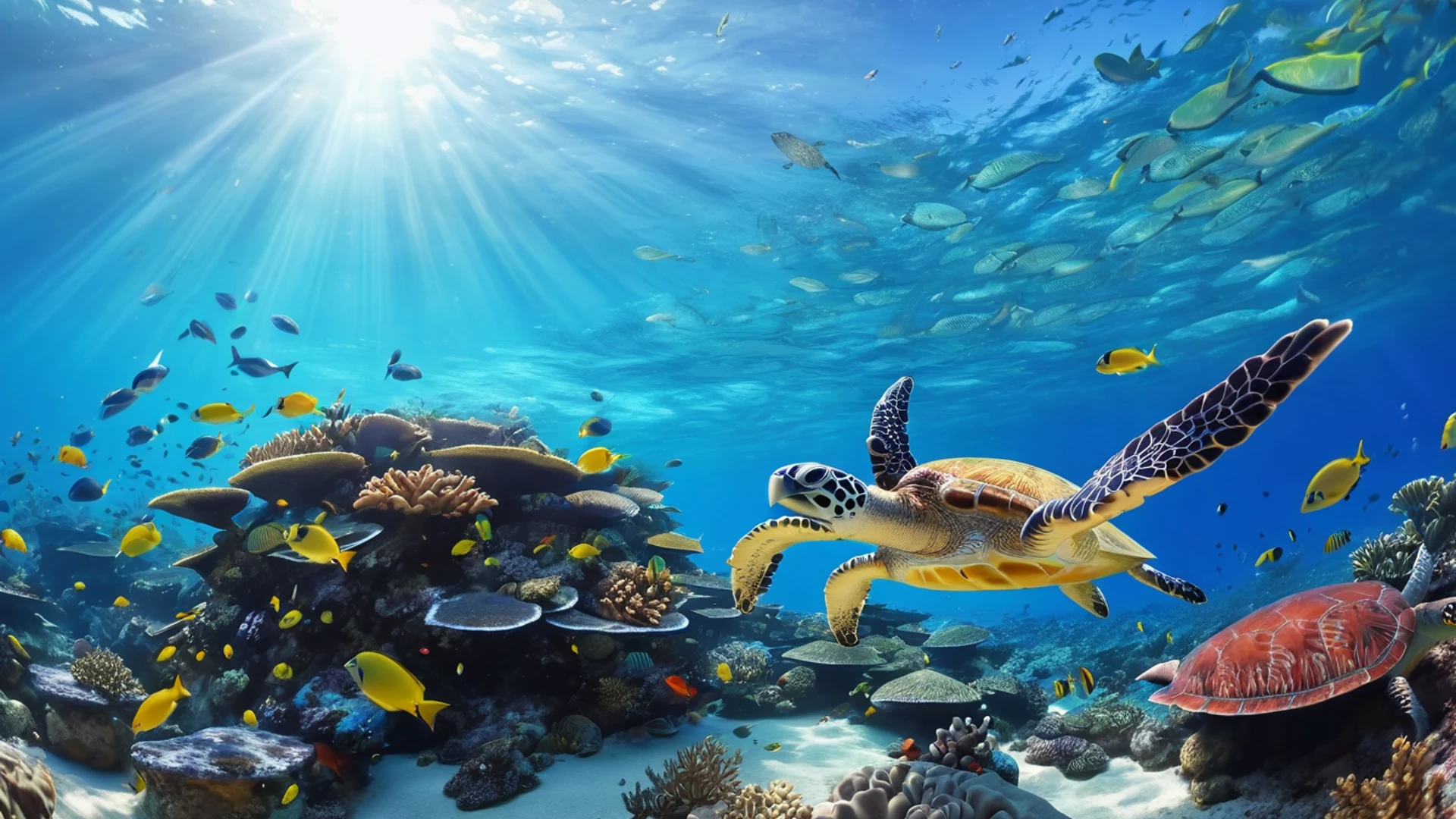 Deep Blue Underwater Reef - free hd ocean wallpaper for desktop