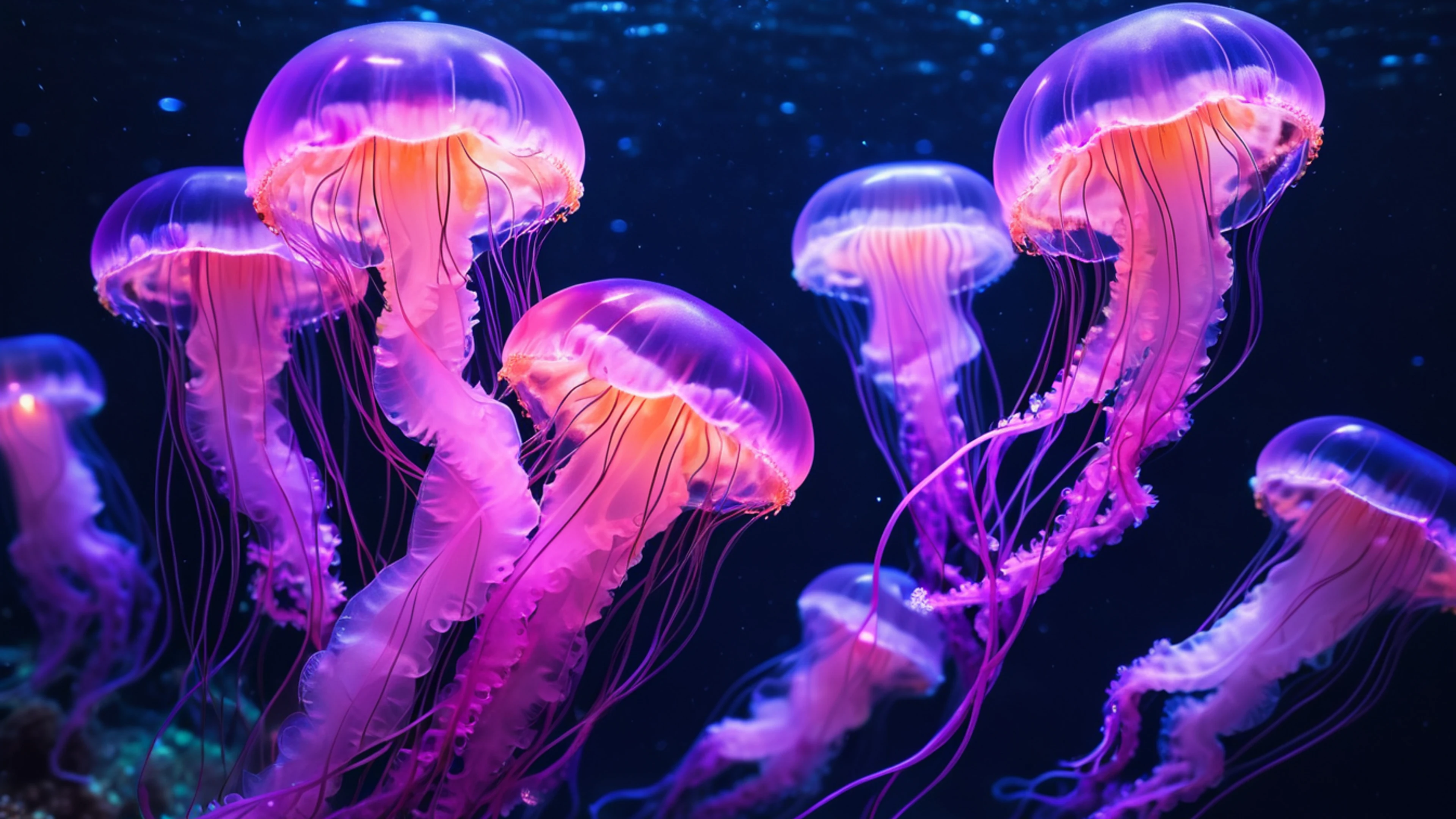 Jellyfish Swarm Ethereal - free 4K Ultra HD ocean wallpaper for desktop