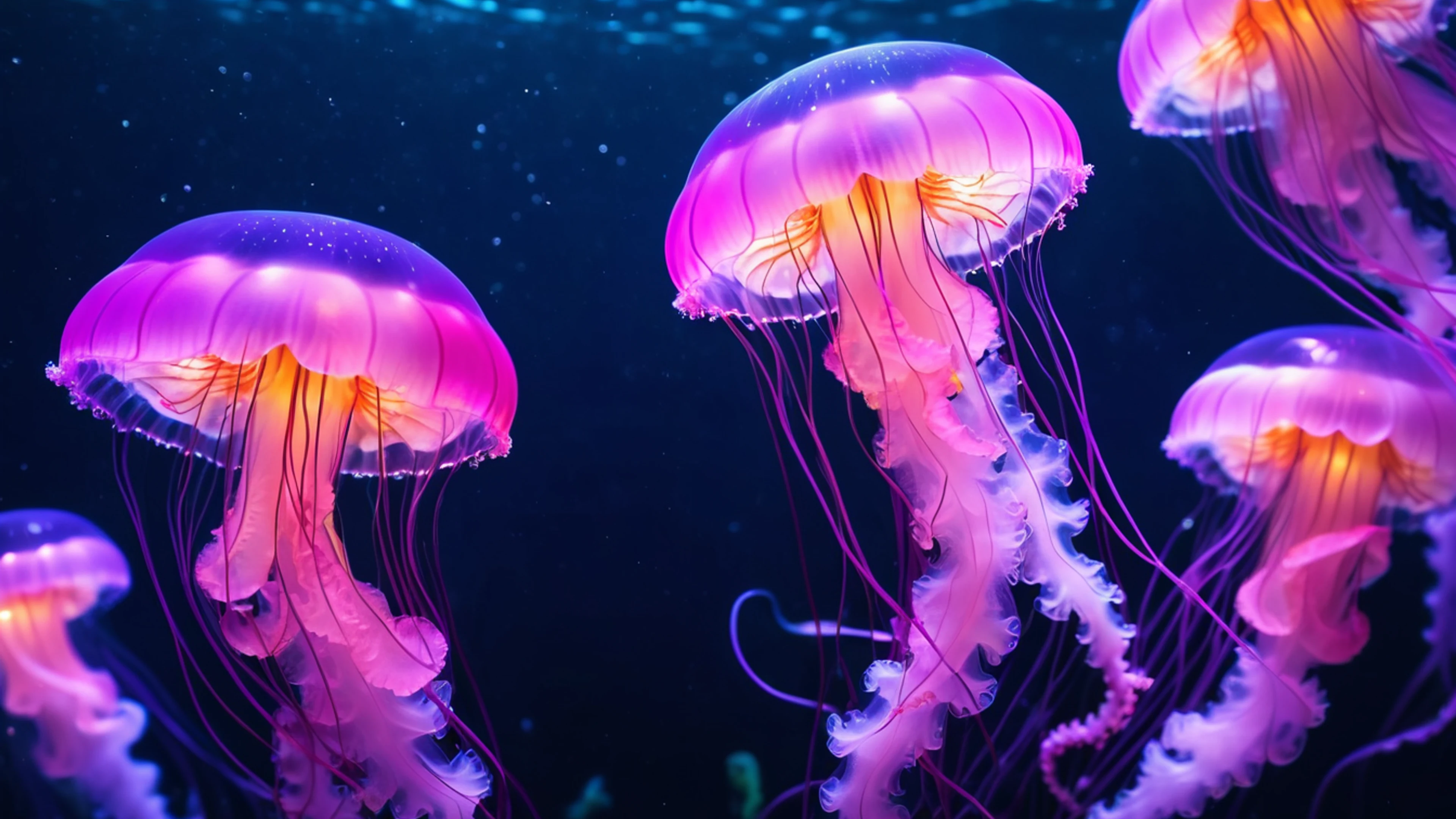 Jellyfish Swarm Ethereal - free 4K Ultra HD ocean wallpaper for desktop