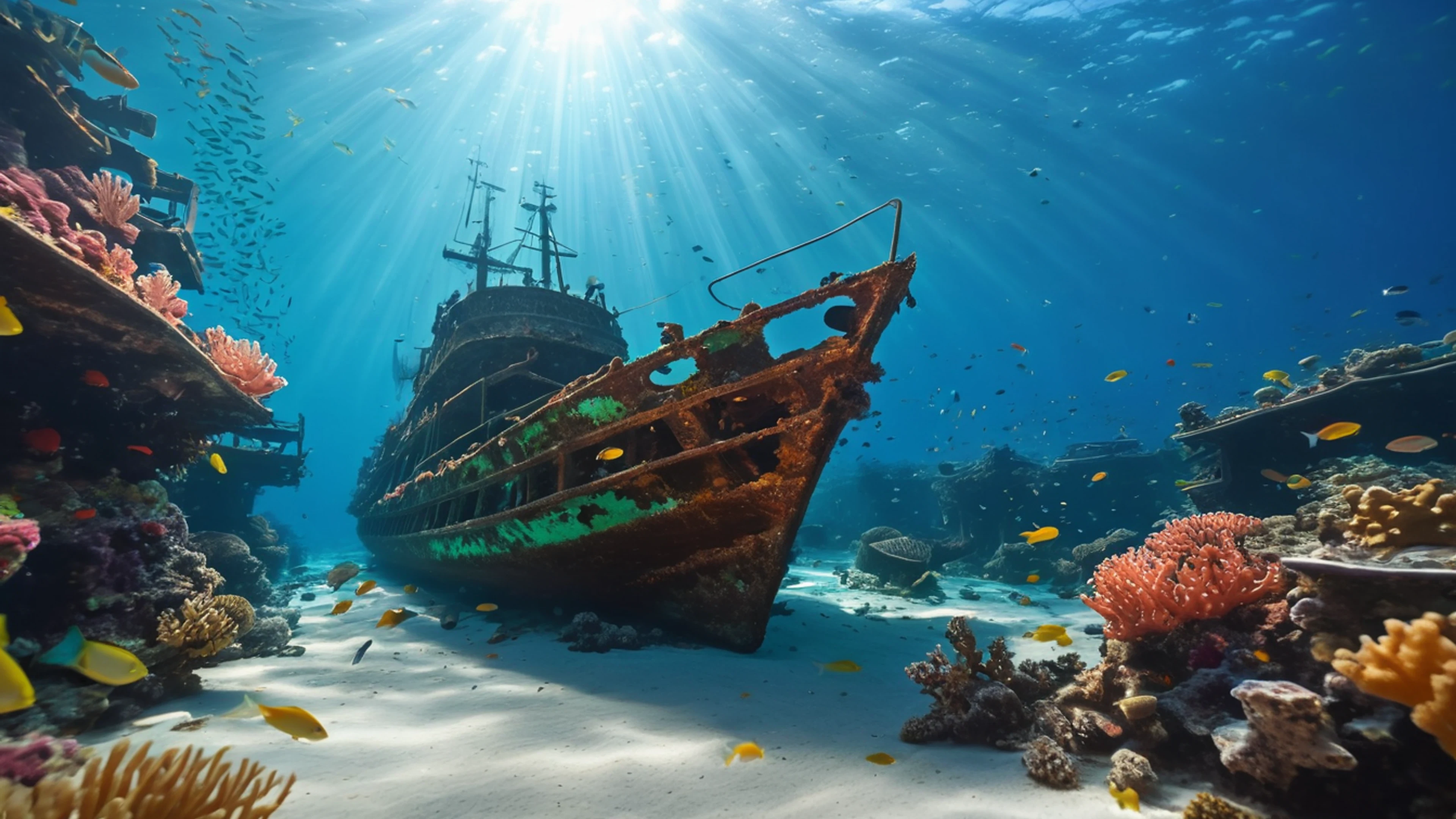 Shipwreck Underwater - free 4K Ultra HD ocean wallpaper for desktop