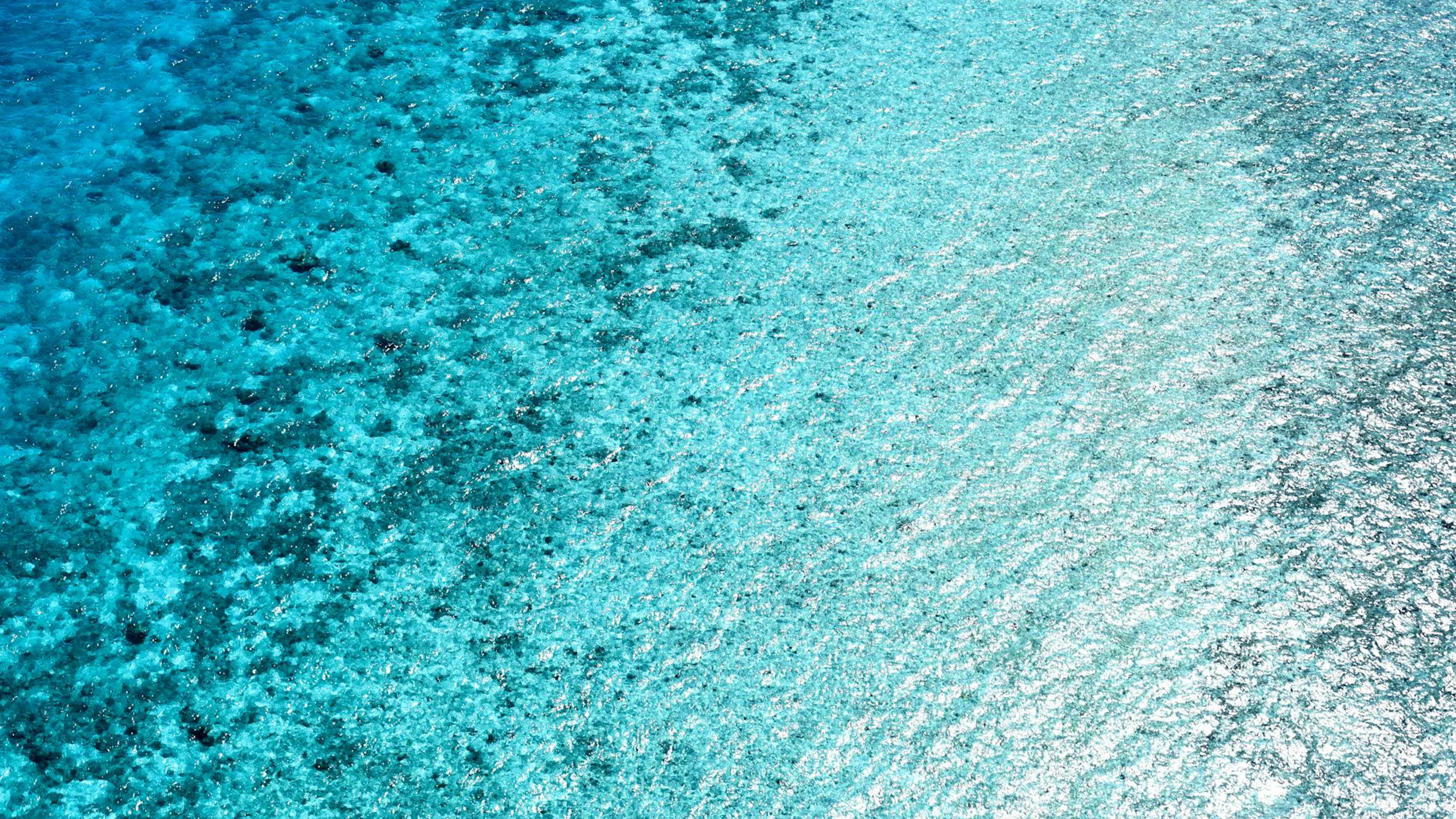 Stunning aerial view of clear blue ocean water with vibrant turquoise hues. - free 4K Ultra HD ocean wallpaper for desktop
