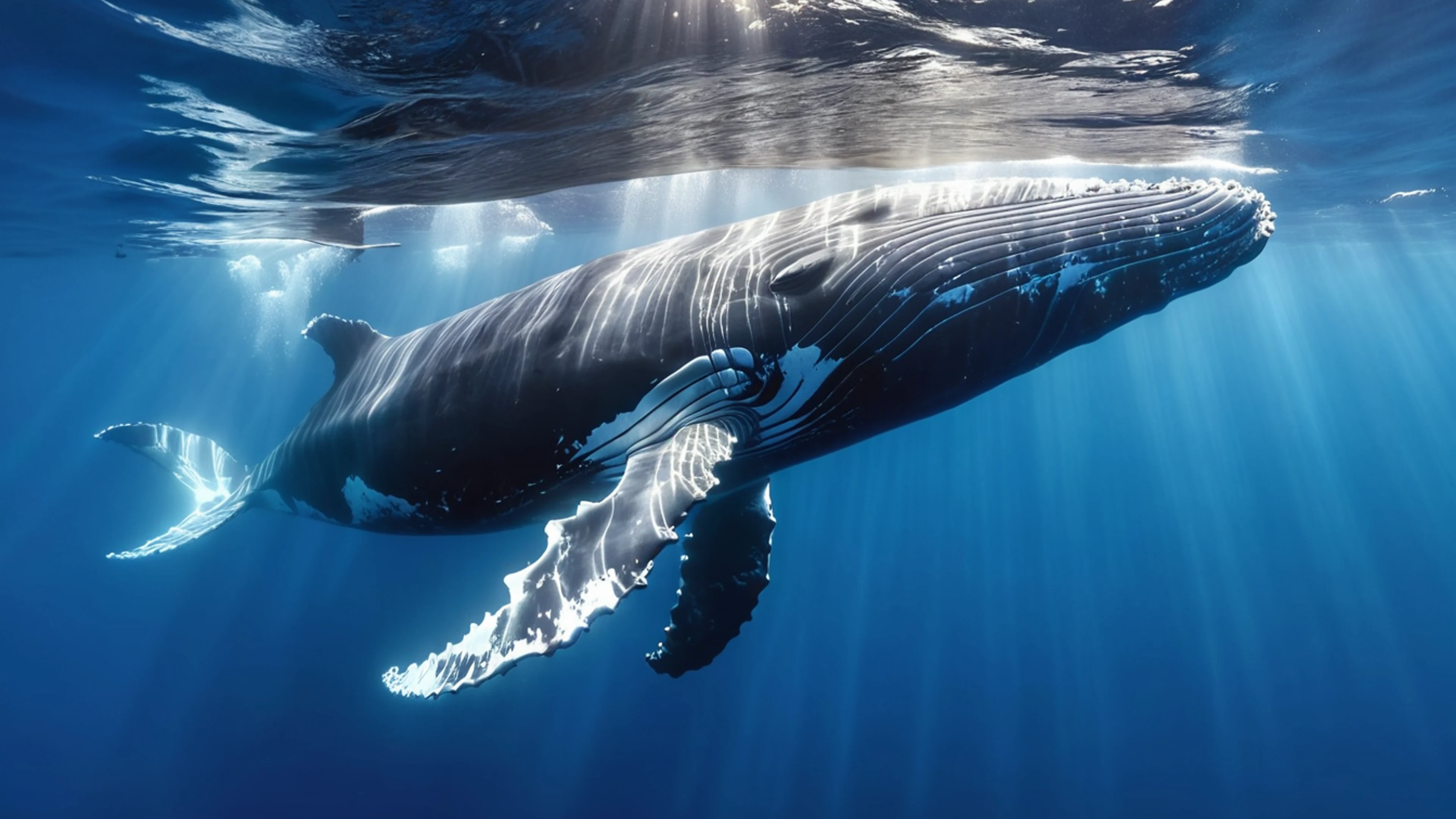 Whale Underwater Majestic - free 4K Ultra HD ocean wallpaper for desktop