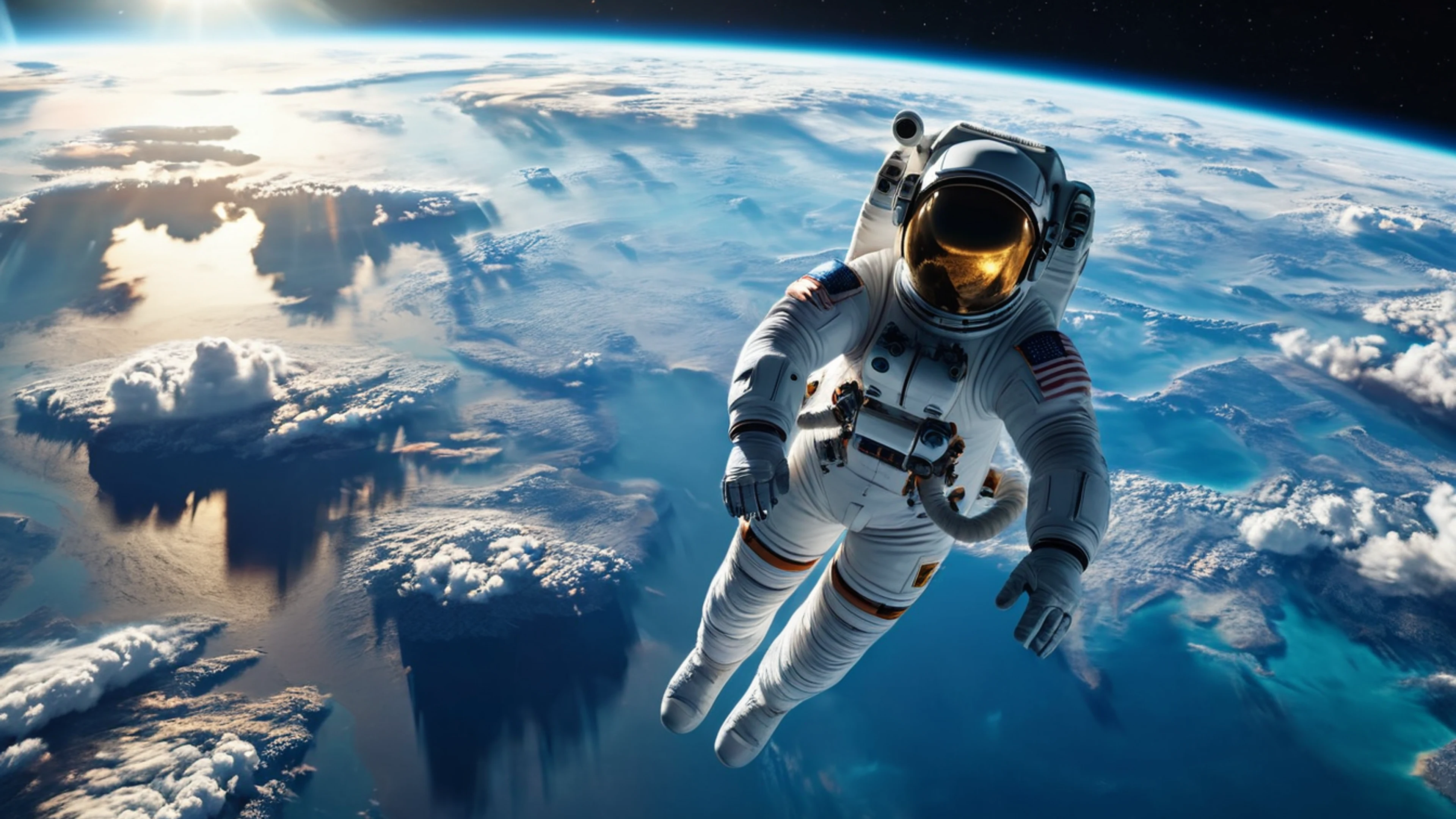 Astronaut Floating Above Earth - free 4K Ultra HD space wallpaper for desktop