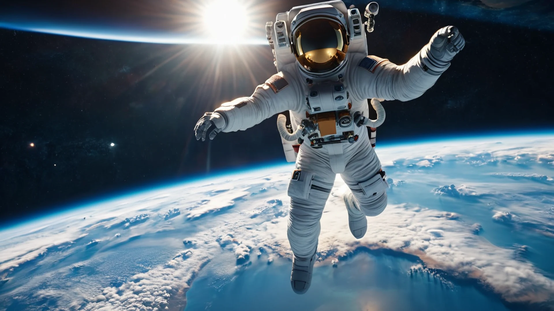 Astronaut Floating Above Earth - free hd space wallpaper for desktop