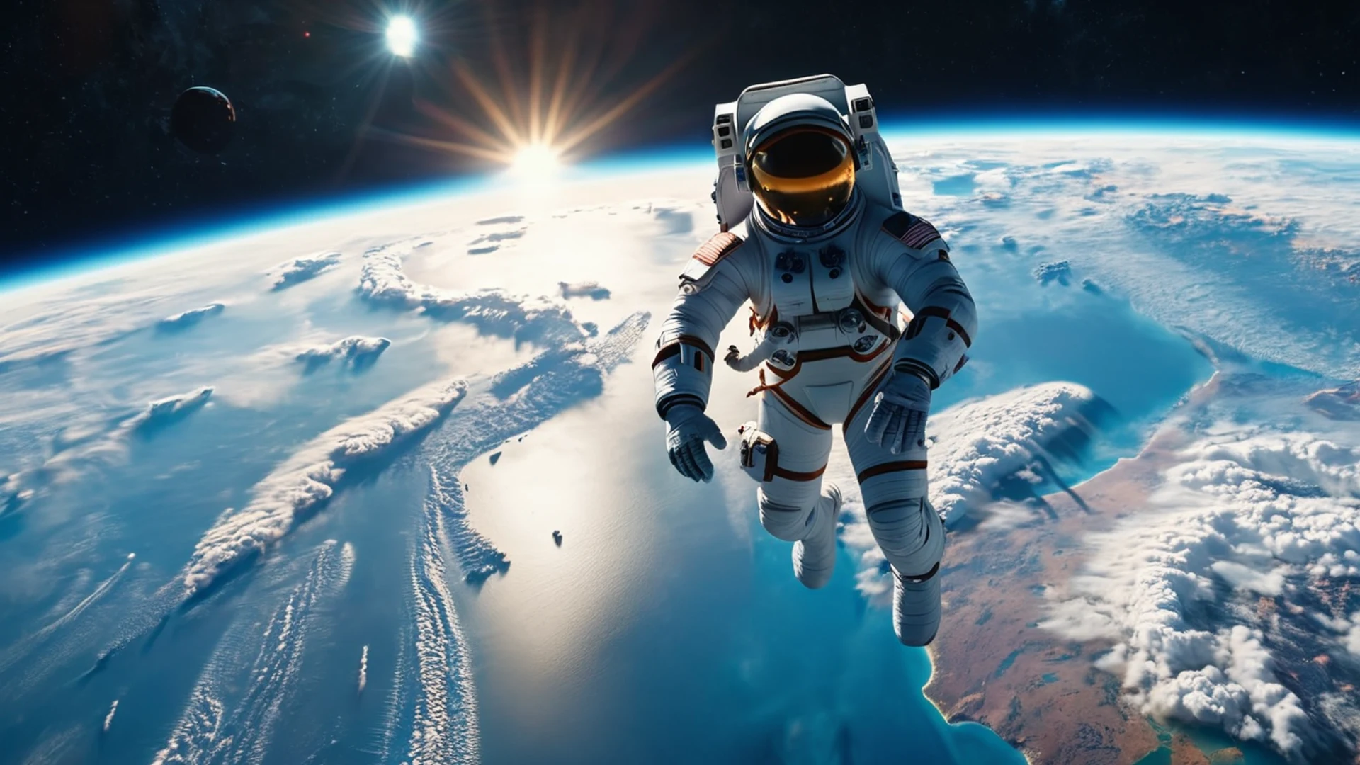 Astronaut Floating Above Earth - free hd space wallpaper for desktop
