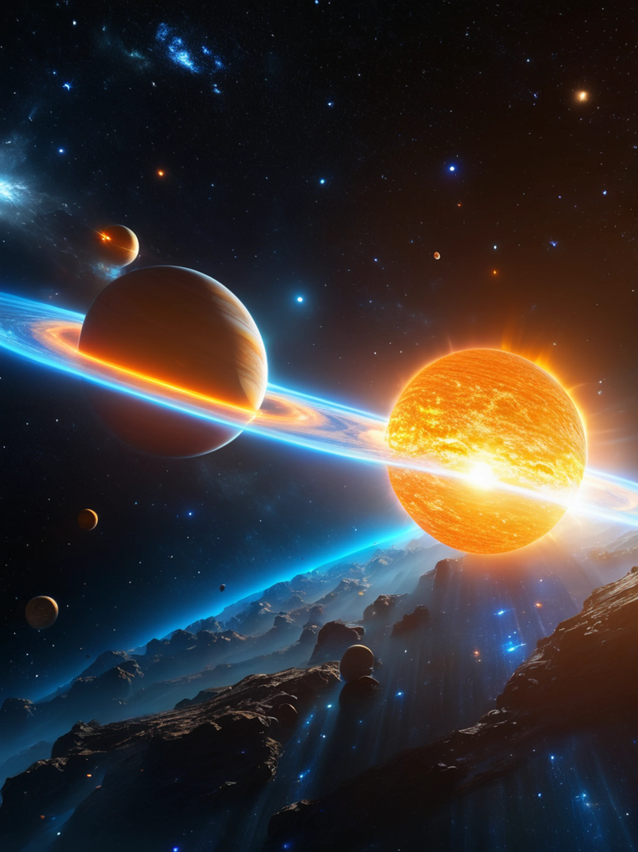 Binary Star System - free Tablet space wallpaper for phone
