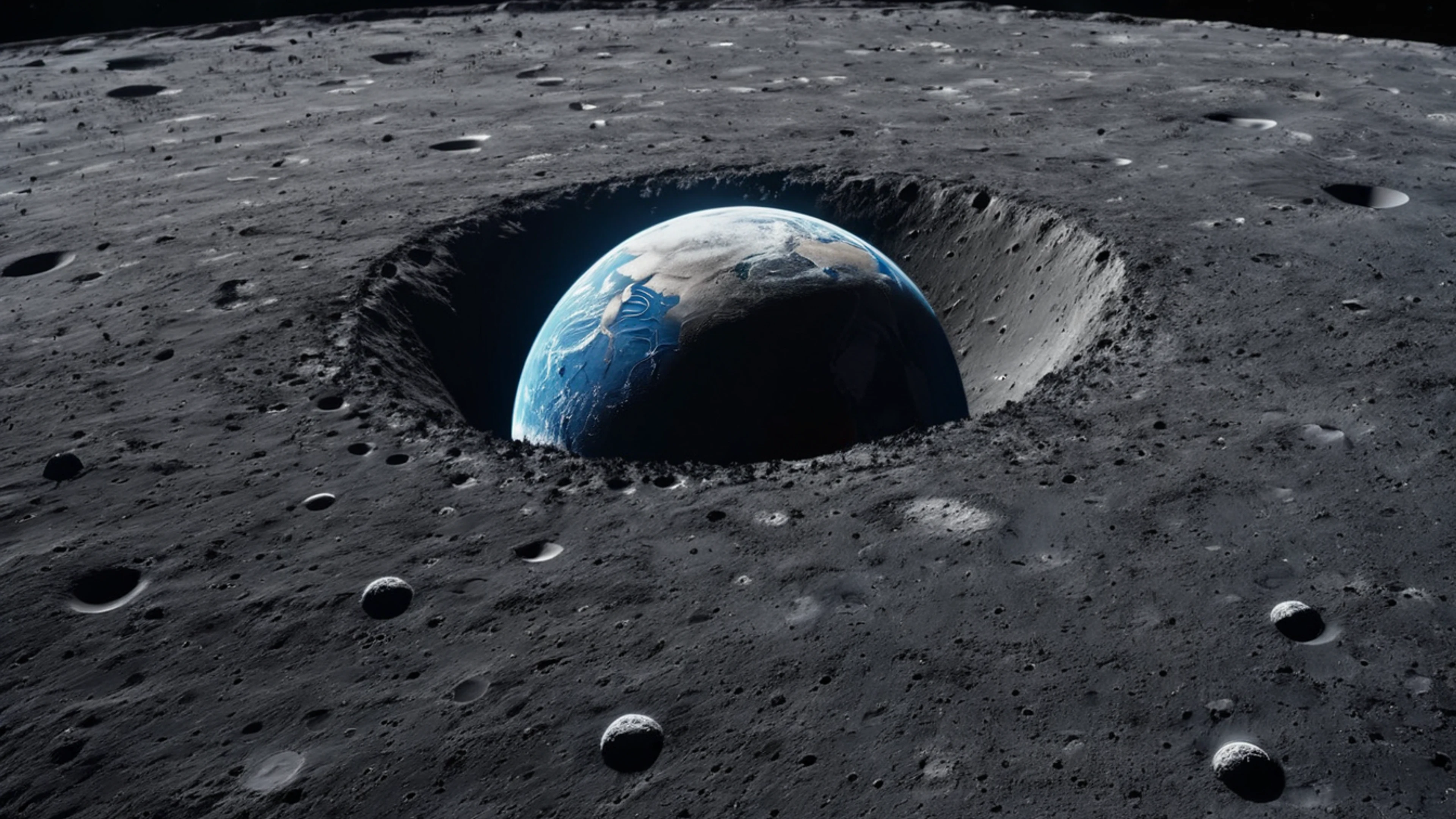 Earth from Moon Surface - free 4K Ultra HD space wallpaper for desktop