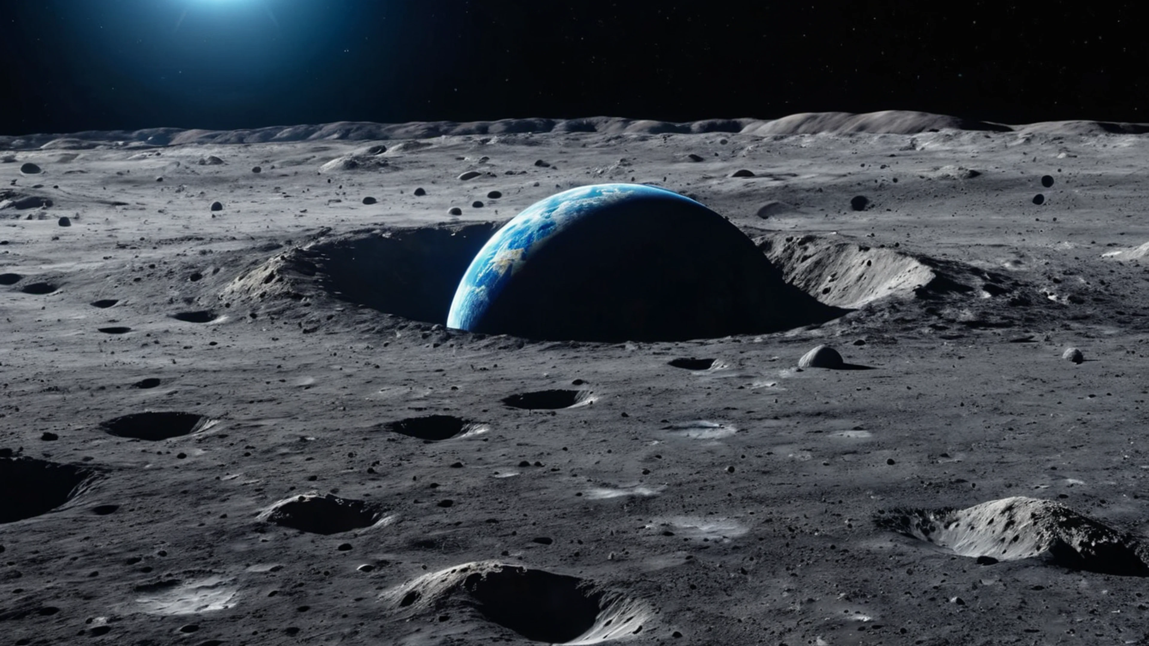 Earth from Moon Surface - free 4K Ultra HD space wallpaper for desktop