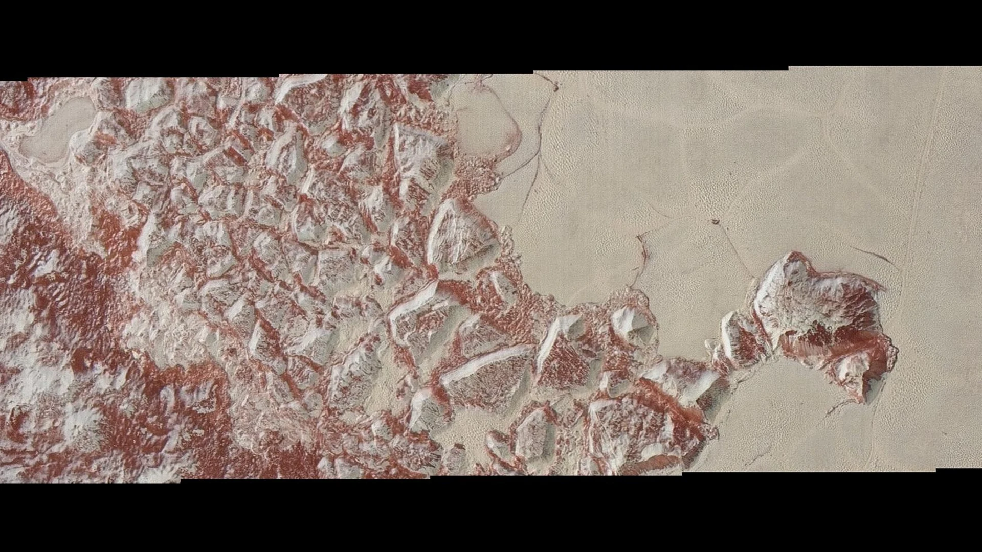 From Pluto Mountains to Its Plains - free hd space wallpaper for desktop