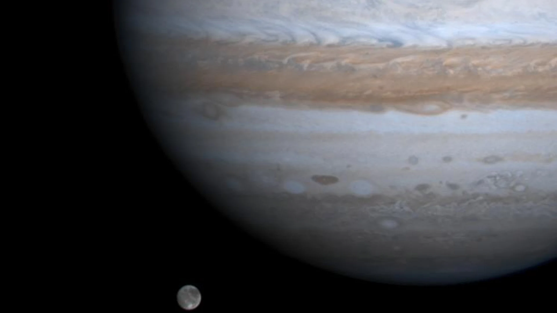 Ganymede and Jupiter - free hd space wallpaper for desktop