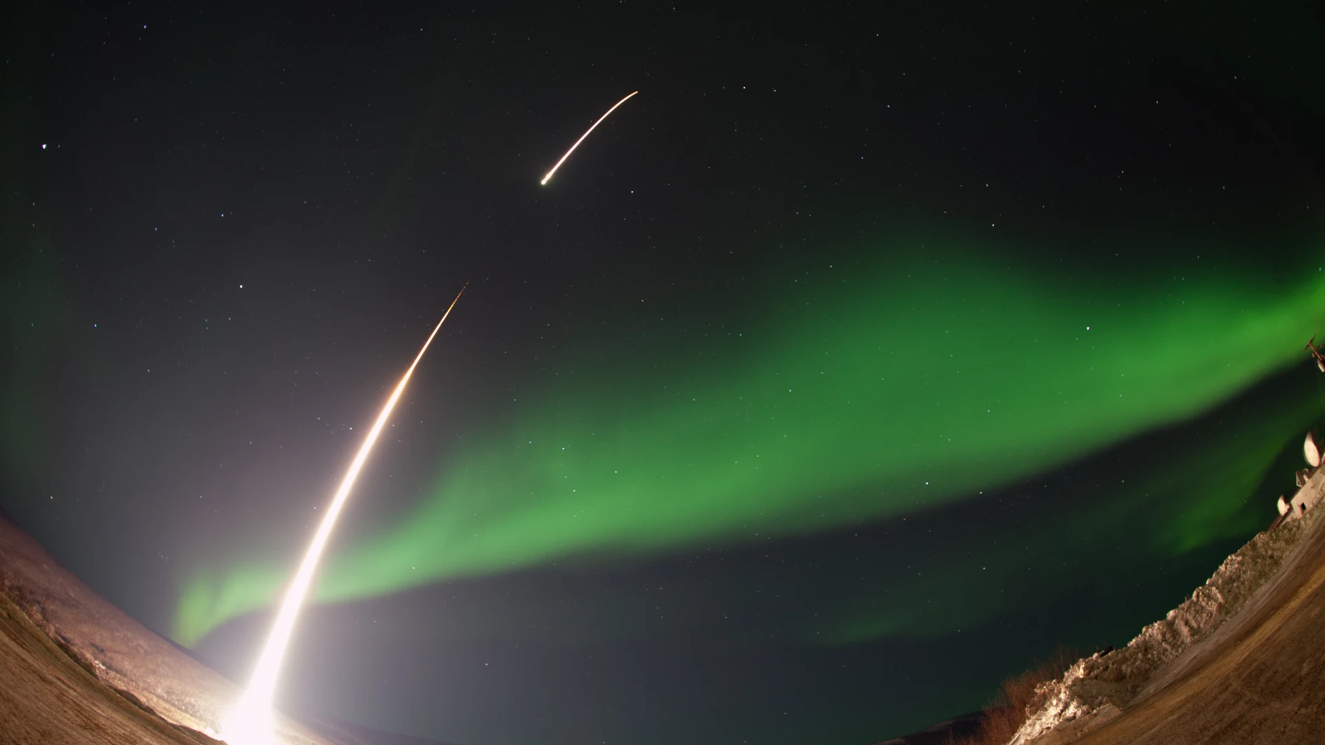 GREECE Mission Launching Into Aurora - free hd space wallpaper for desktop