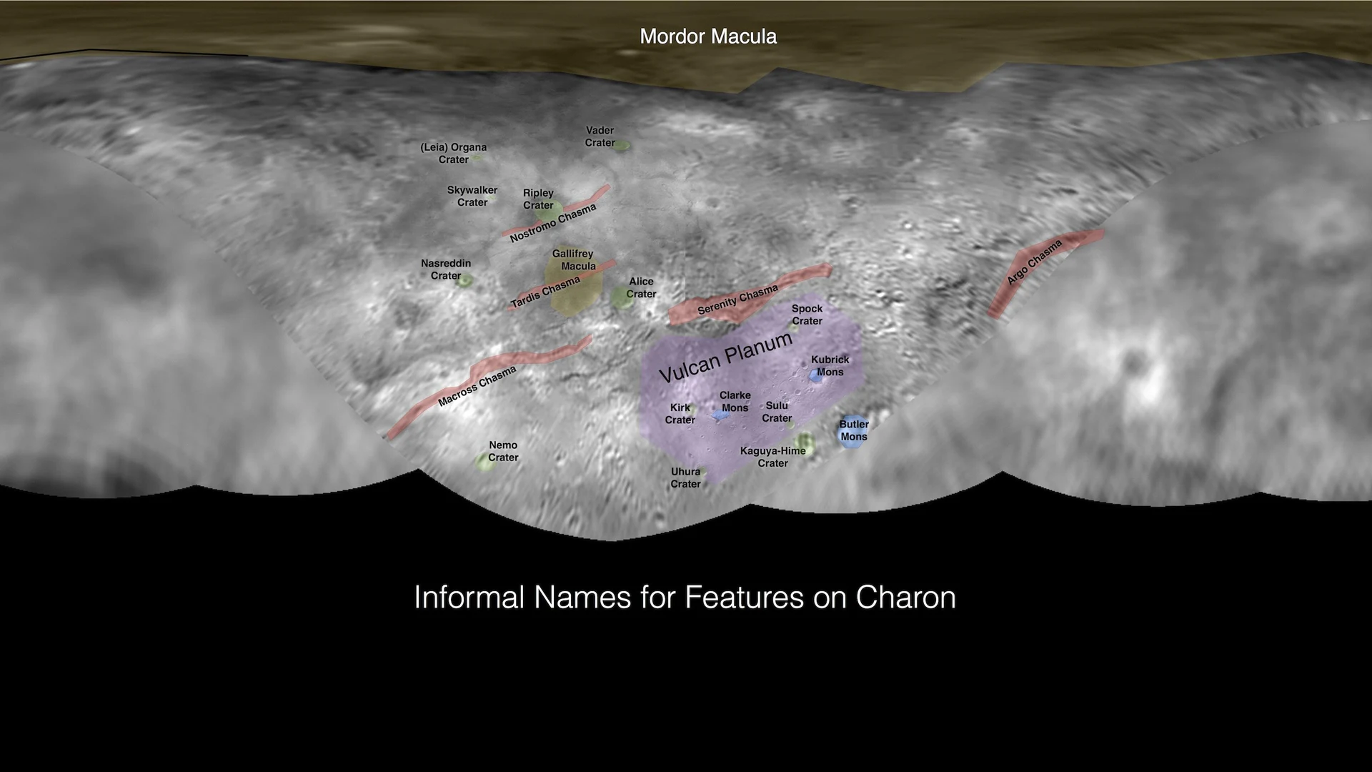 Informal Names for Features on Pluto Moon Charon - free hd space wallpaper for desktop