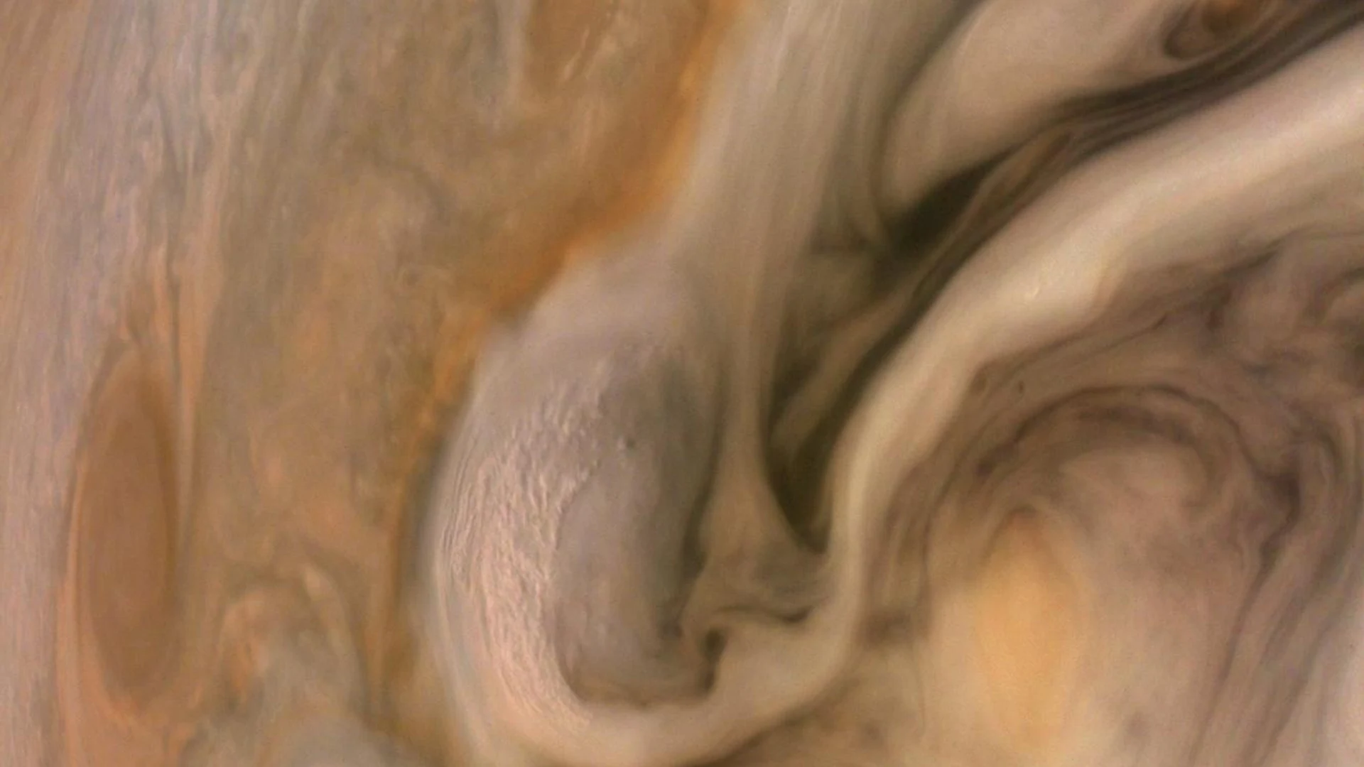 Jupiter Swirling Storms - free hd space wallpaper for desktop