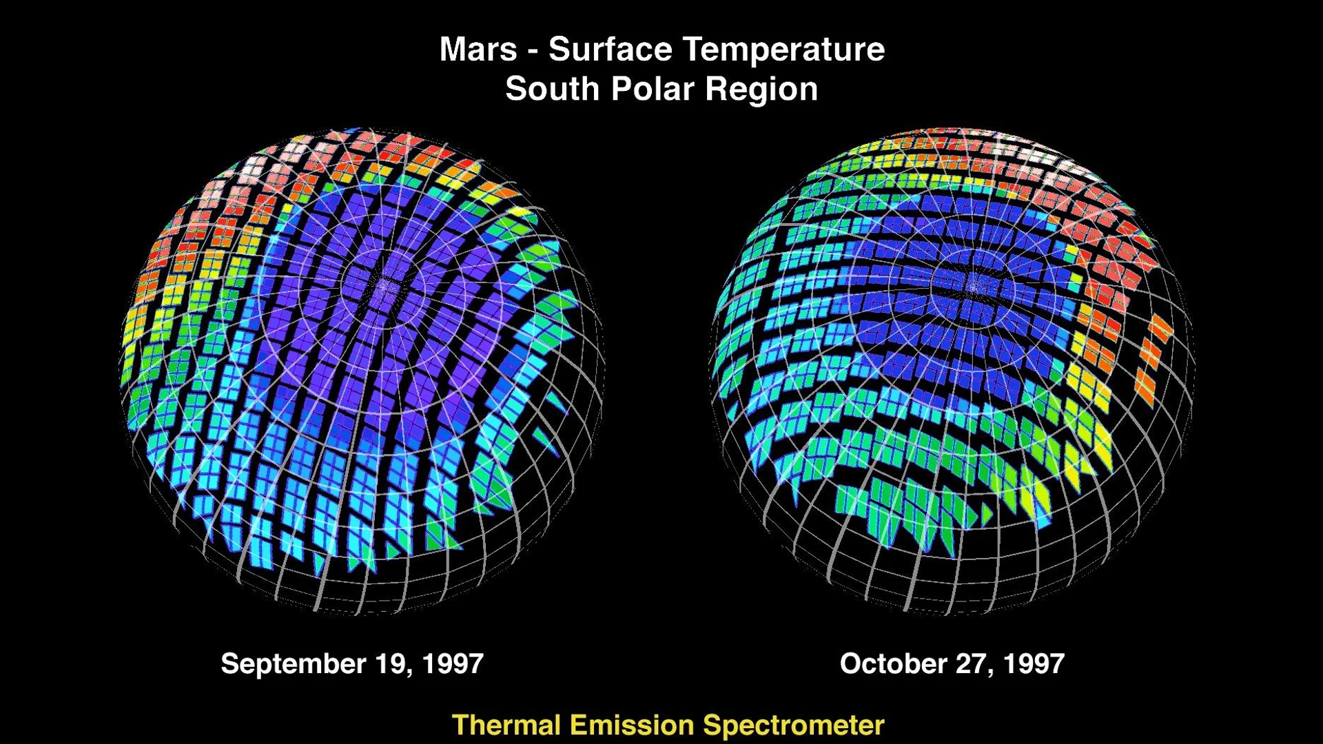 Mars - Surface Temperature South Polar Region - free hd space wallpaper for desktop