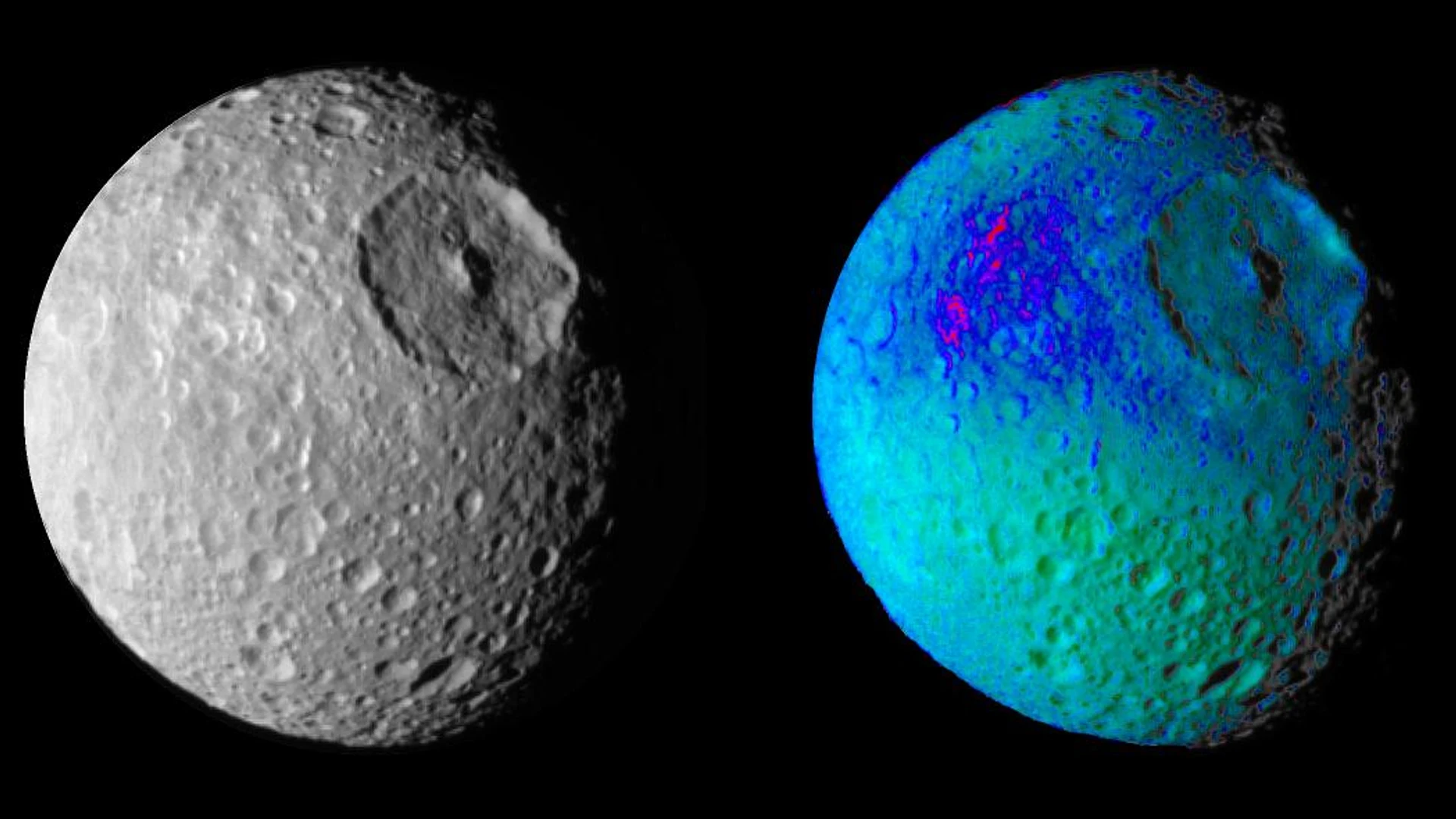 Mimas Showing False Colors #1 - free hd space wallpaper for desktop