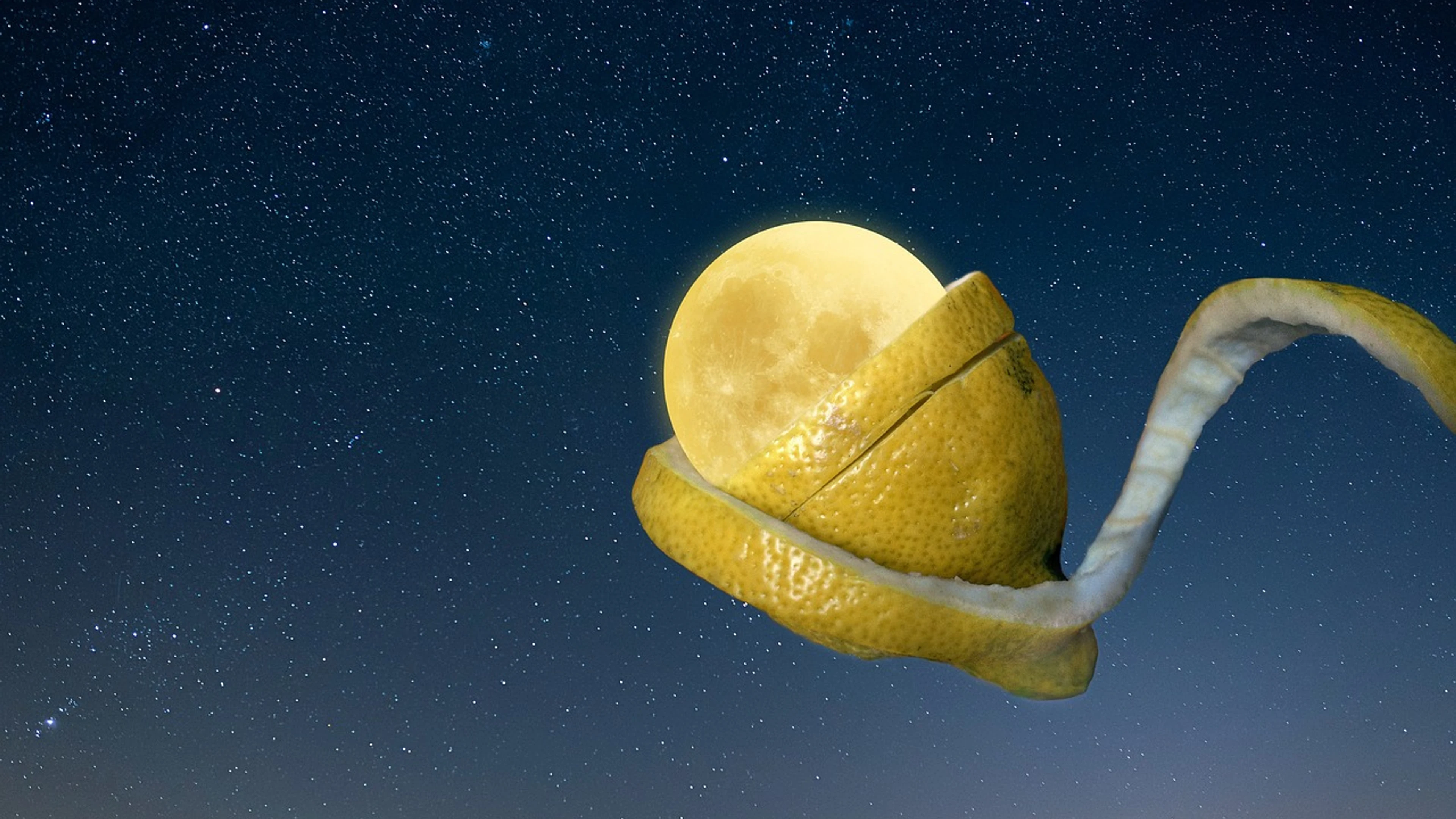 Moon lemon manipulated - free 4K Ultra HD space wallpaper for desktop