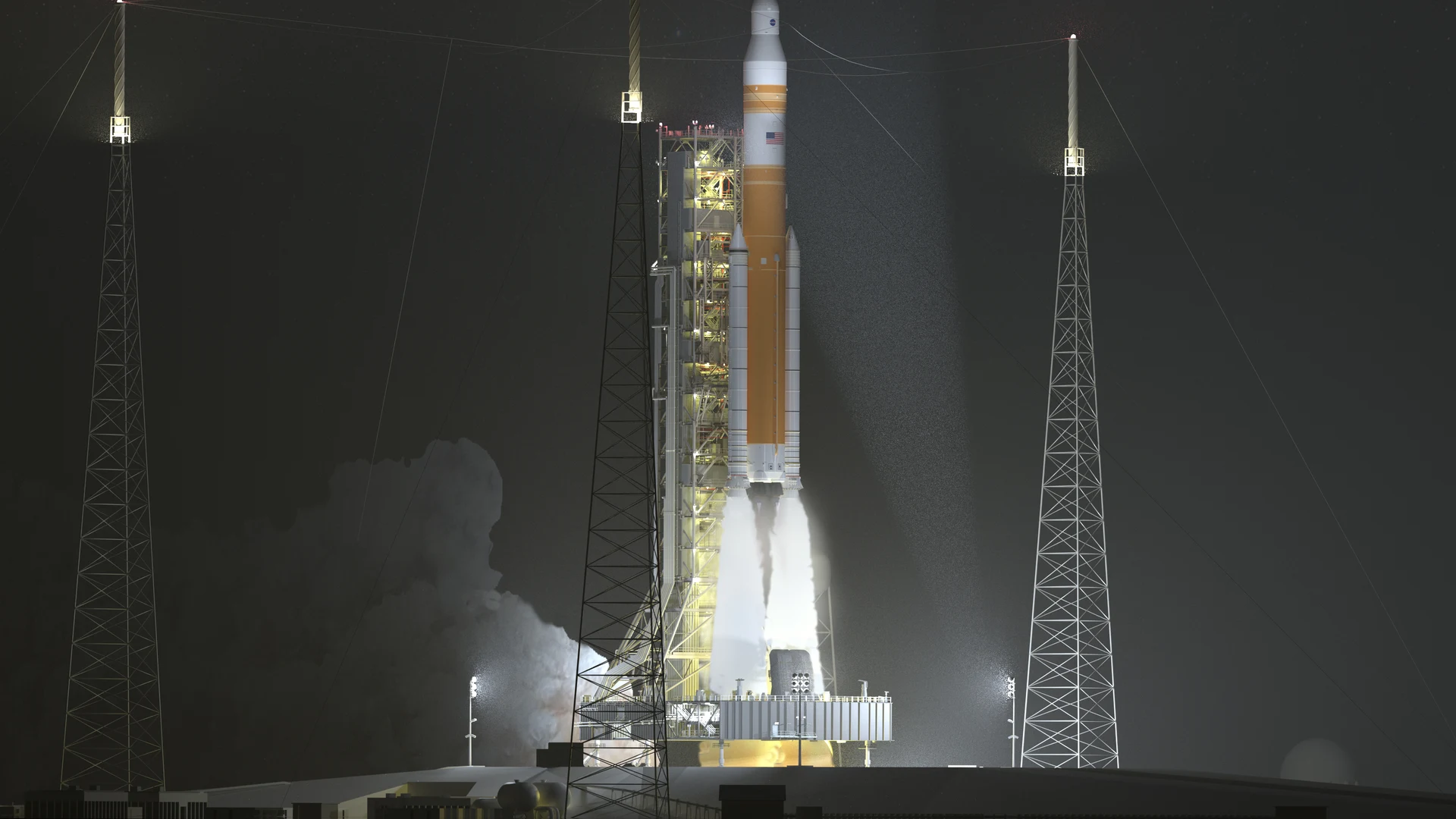 NASA’s Evolved SLS Block 1B Crew Rocket - Night Launch - free hd space wallpaper for desktop