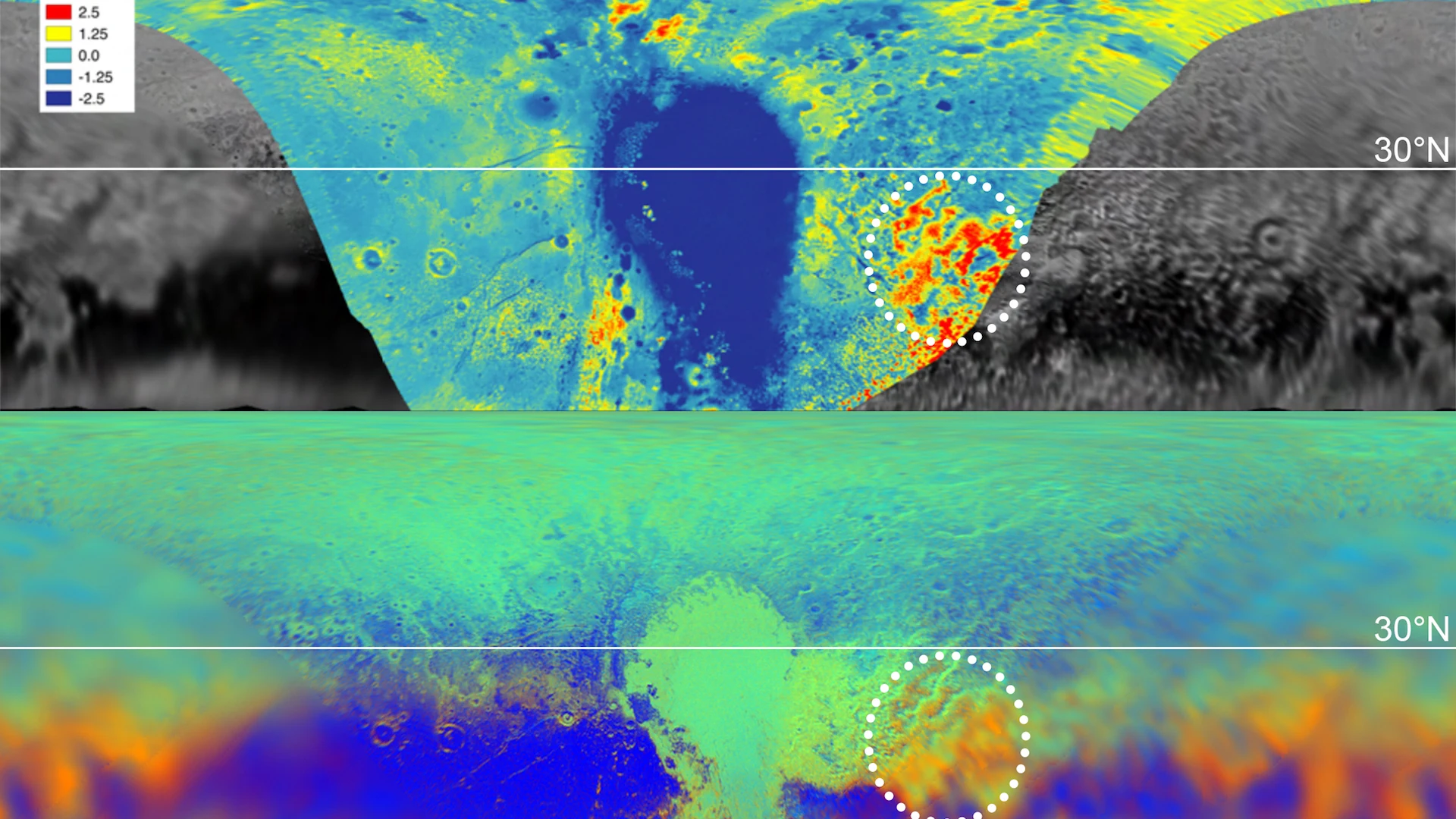 Pluto Topography and Composition Map - free hd space wallpaper for desktop