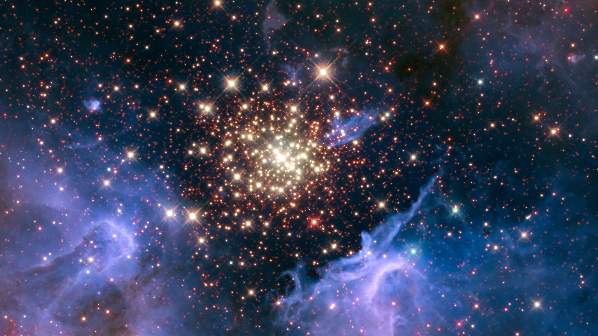 Starburst Cluster Shows Celestial Fireworks - free hd space wallpaper for desktop